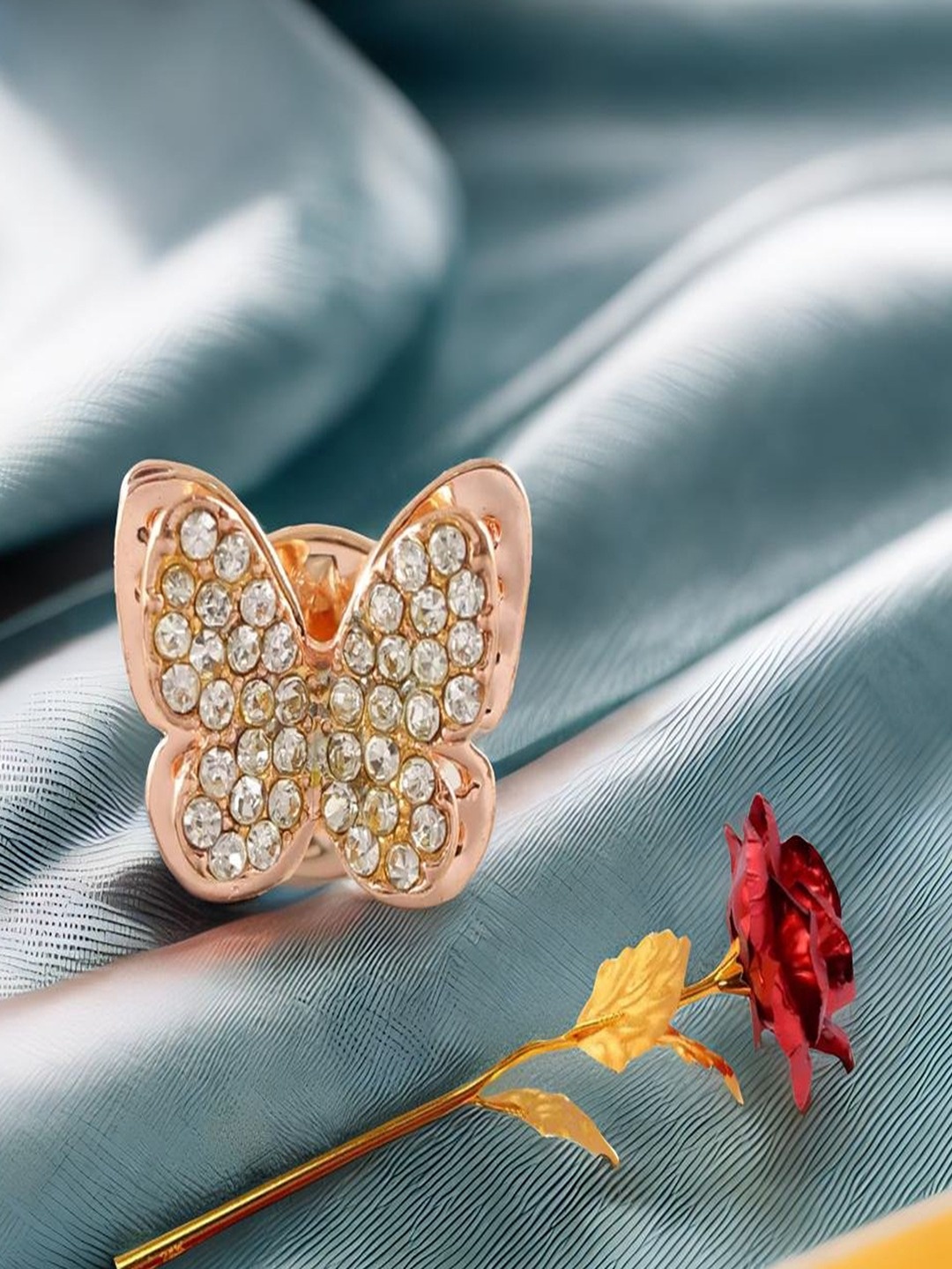 UNIVERSITY TRENDZ Stones Studded Butterfly Charm Brooch Comes With Artificial Rose, Pink
UNIVERSITY TRENDZ Stones Studded Butterfly Charm Brooch Comes With Artificial Rose, Pink