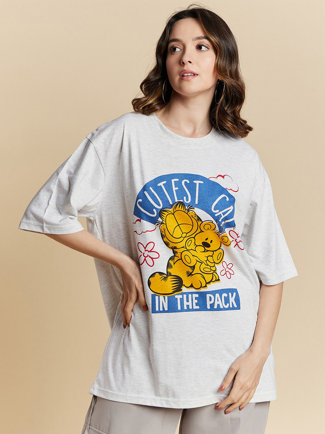 COLOR CAPITAL Garfield Printed Drop-Shoulder Sleeves Cotton Longline Oversized T-shirt, Grey melange
COLOR CAPITAL Garfield Printed Drop-Shoulder Sleeves Cotton Longline Oversized T-shirt, Grey melange