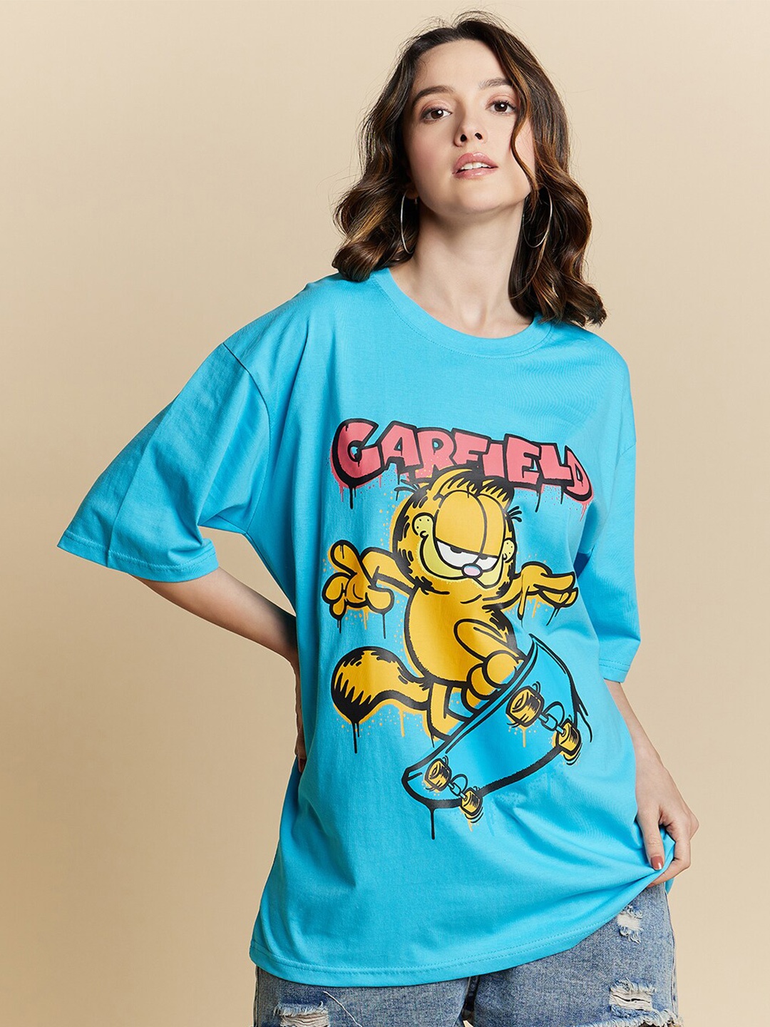 COLOR CAPITAL Garfield Printed Drop-Shoulder Sleeves Cotton Longline Oversized T-shirt, Teal
COLOR CAPITAL Garfield Printed Drop-Shoulder Sleeves Cotton Longline Oversized T-shirt, Teal
