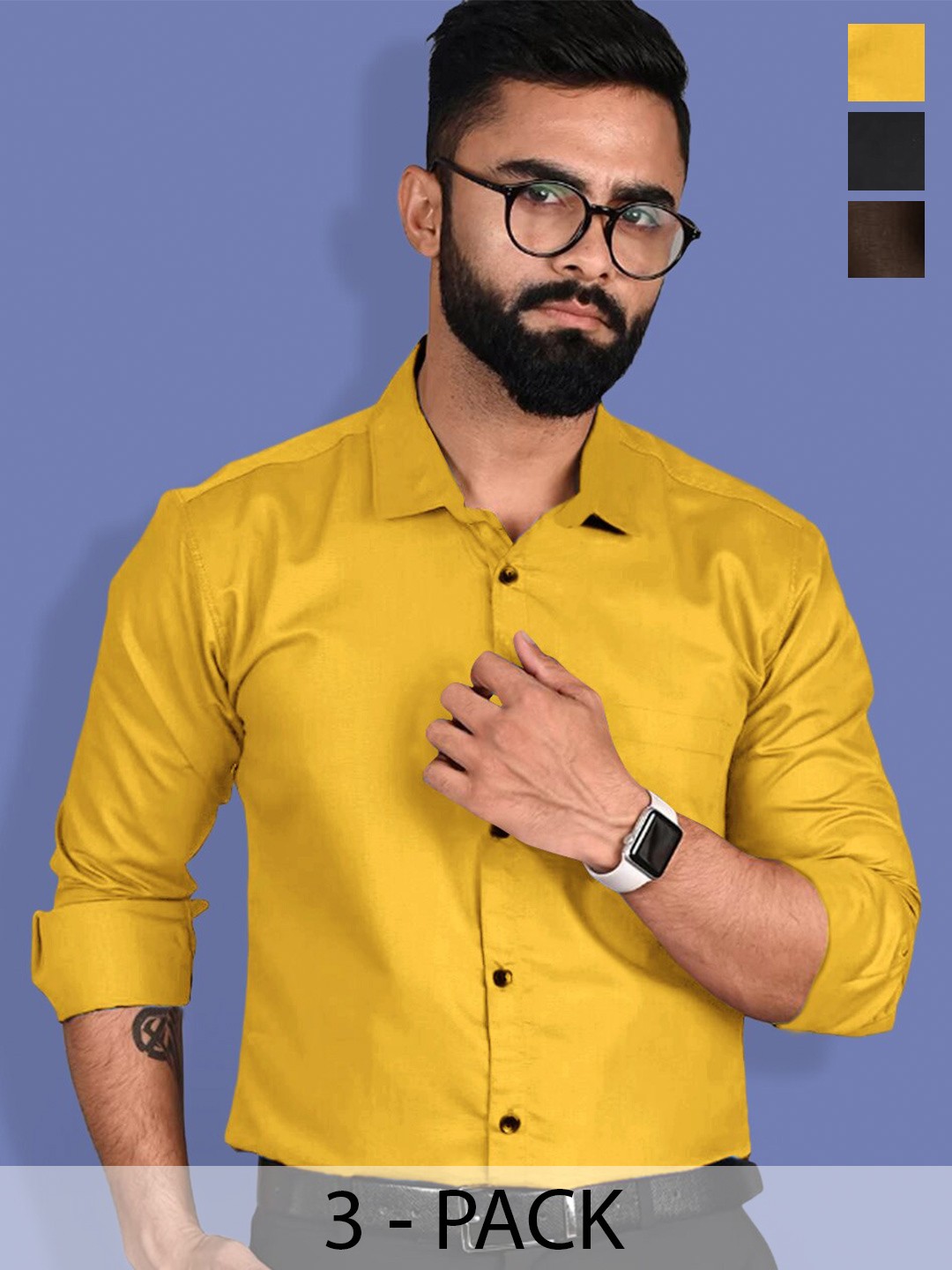 1 Stop Fashion Pack Of 3 Standard Slim Fit Spread Collar Pure Cotton Formal Shirt, Mustard
1 Stop Fashion Pack Of 3 Standard Slim Fit Spread Collar Pure Cotton Formal Shirt, Mustard