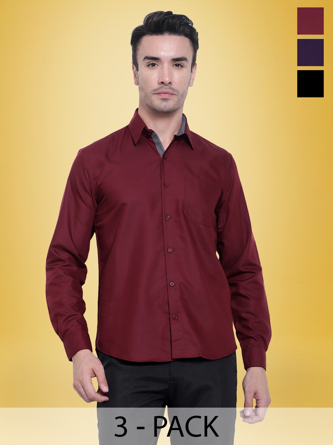 1 Stop Fashion Selection of 3 Standard Spread Collar Chest Pocket Cotton Casual Shirt, Multi
1 Stop Fashion Selection of 3 Standard Spread Collar Chest Pocket Cotton Casual Shirt, Multi
