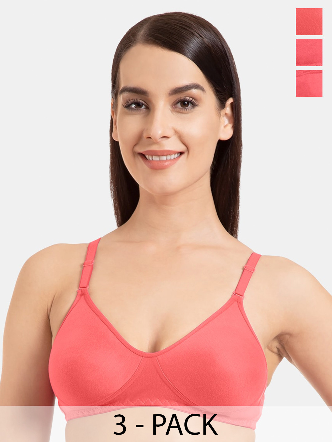 KOMLI Pack Of 3 Full Coverage Non-Padded Seamless Cotton T-shirt Bra With All Day Comfort, Coral
KOMLI Pack Of 3 Full Coverage Non-Padded Seamless Cotton T-shirt Bra With All Day Comfort, Coral