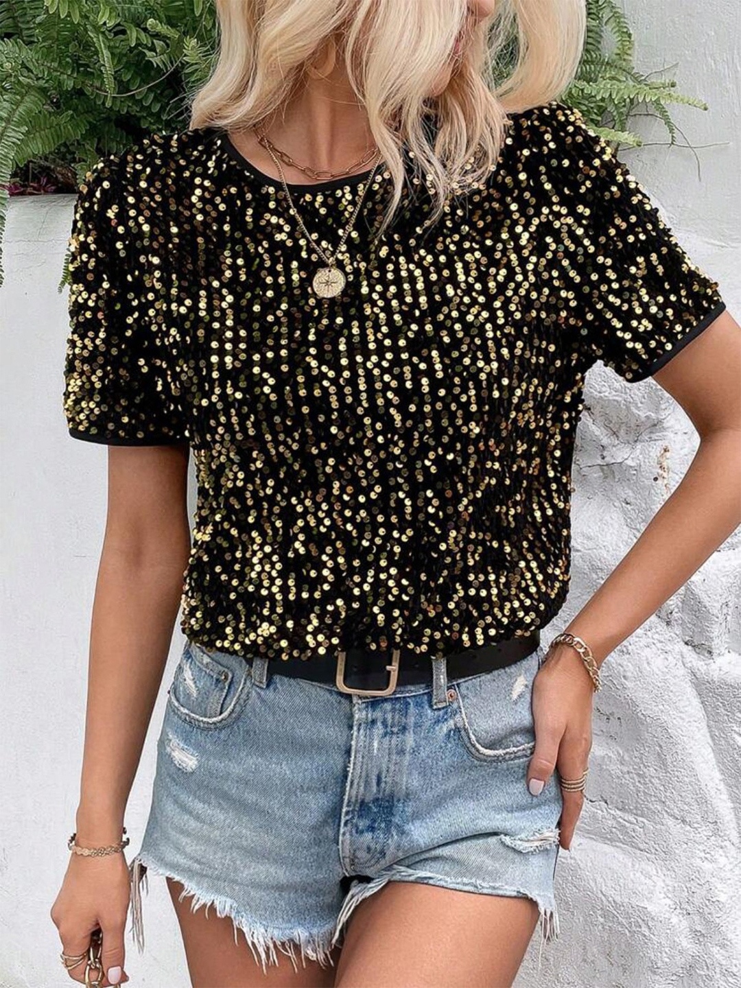 StyleCast Black Embellished Top