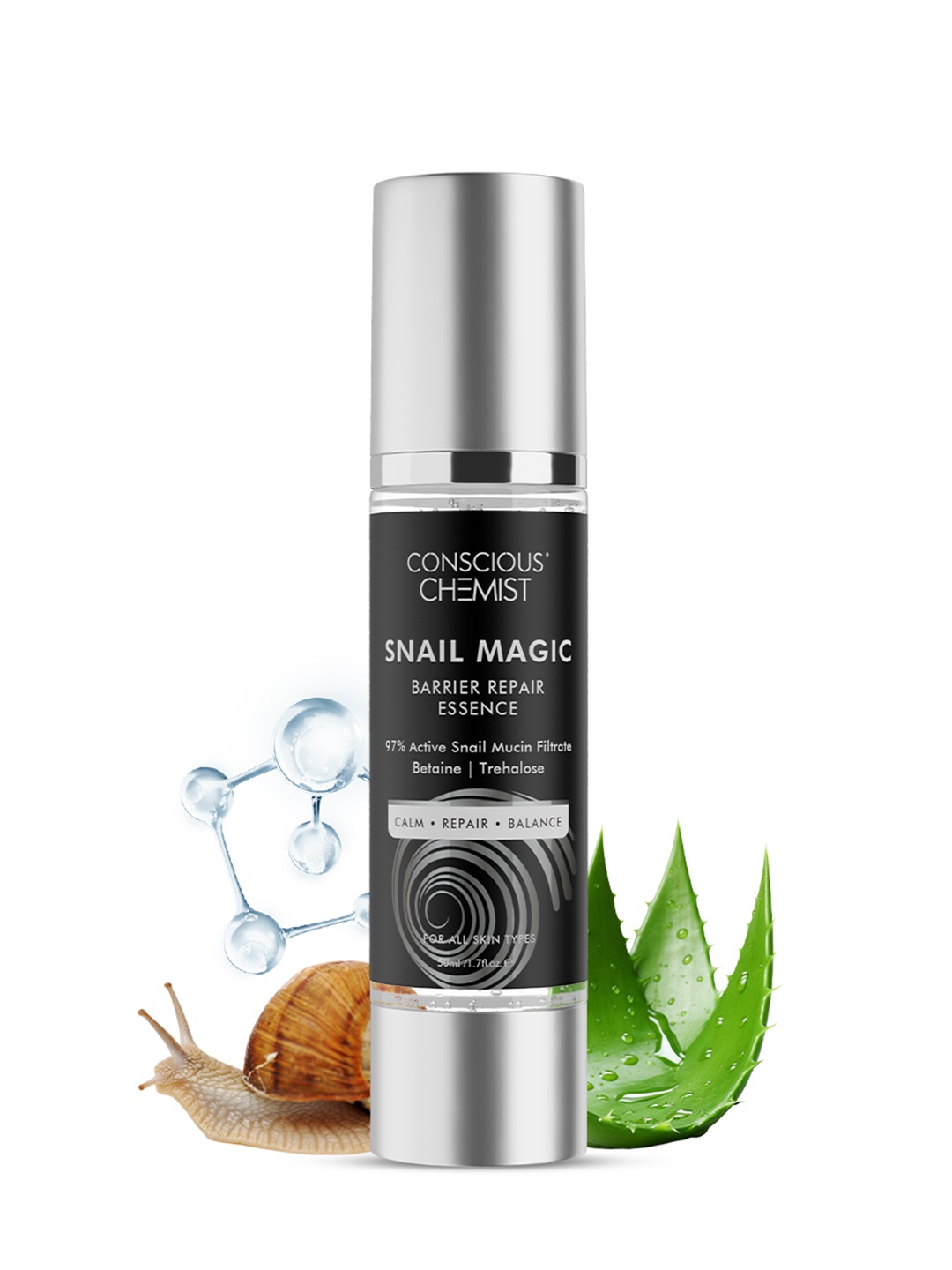 Conscious Chemist 97% Active Snail Mucin Face Serum for Barrier Repair & Anti Ageing -50ml, Transparent
Conscious Chemist 97% Active Snail Mucin Face Serum for Barrier Repair & Anti Ageing -50ml, Transparent