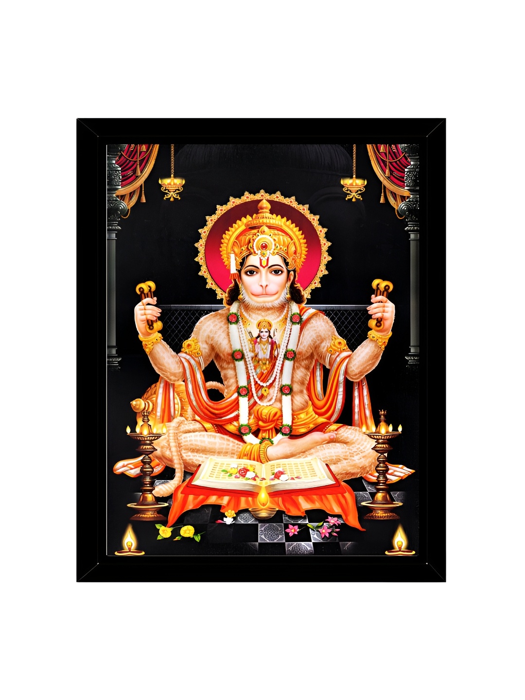 2Mech Black Hanumanji Bajarangbali Wall Photo Frame