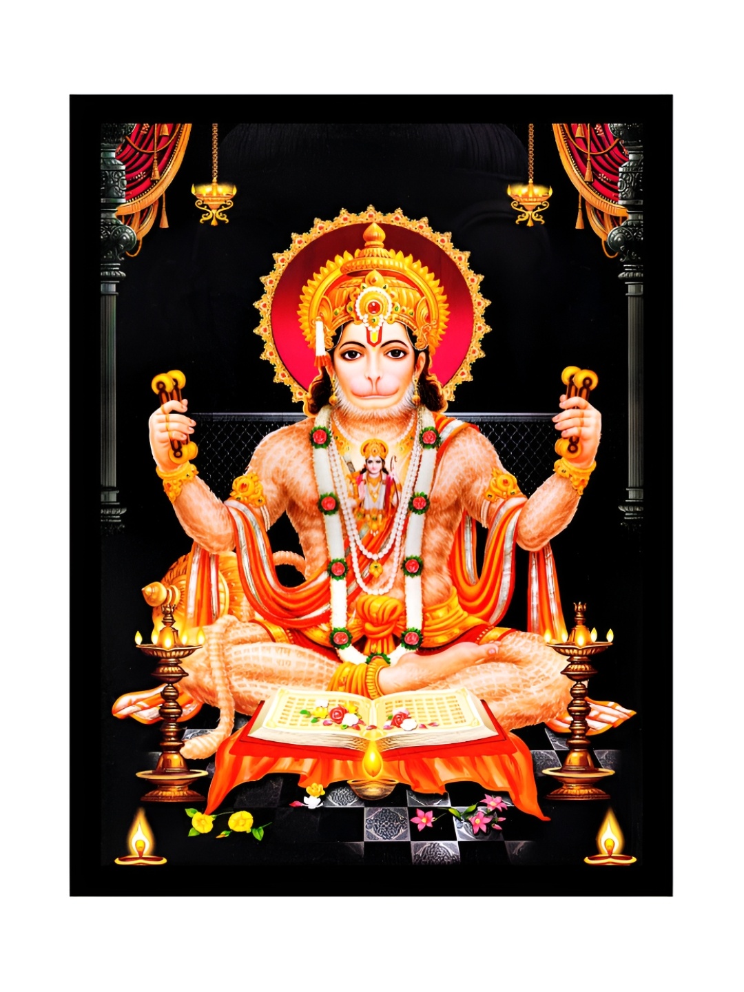 2Mech Orange & Black Hanumanji Bajarangbali Photo Frame
