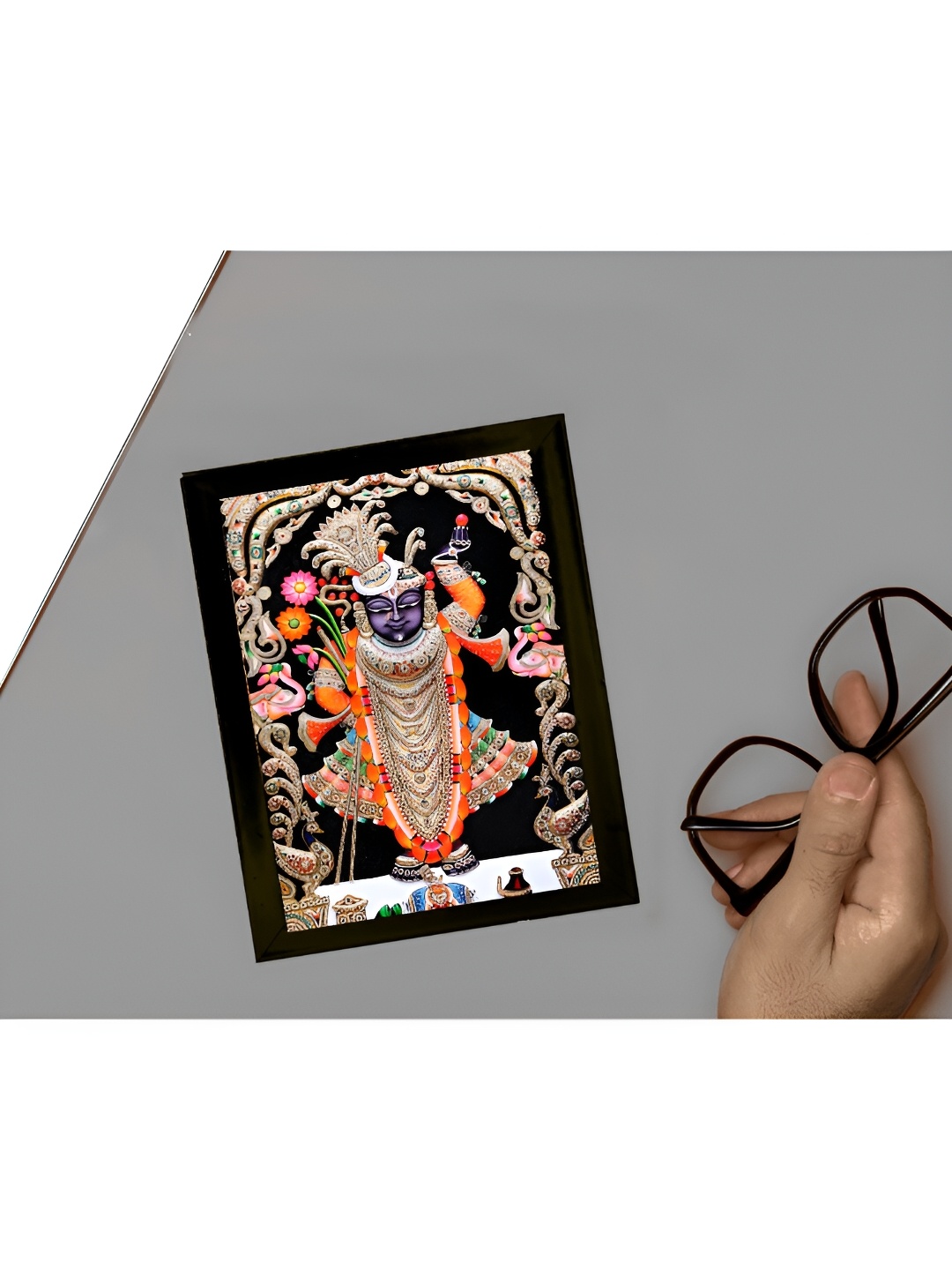 2Mech Black ShreeNathji Bawa Nathdwara Wall Photo Frame