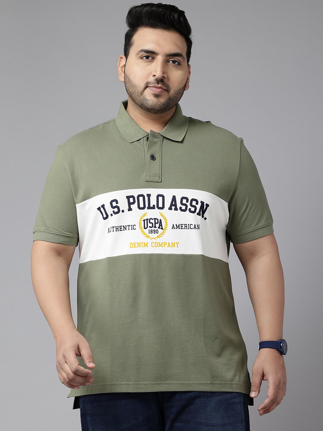 U.S. Polo Assn. Denim Co. Plus Size Brand Logo Polo Collar Pure Cotton Slim Fit T-shirt, Olive
U.S. Polo Assn. Denim Co. Plus Size Brand Logo Polo Collar Pure Cotton Slim Fit T-shirt, Olive