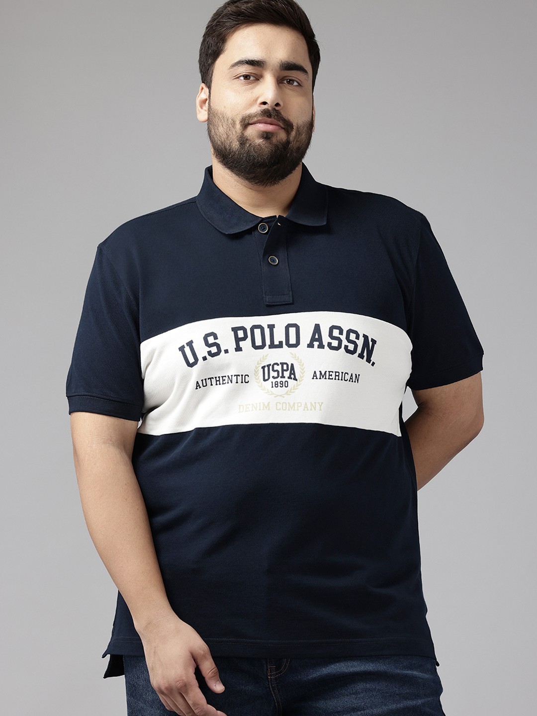 U.S. Polo Assn. Denim Co. Plus Size Printed Polo Collar Pure Cotton T-shirt, Navy blue
U.S. Polo Assn. Denim Co. Plus Size Printed Polo Collar Pure Cotton T-shirt, Navy blue