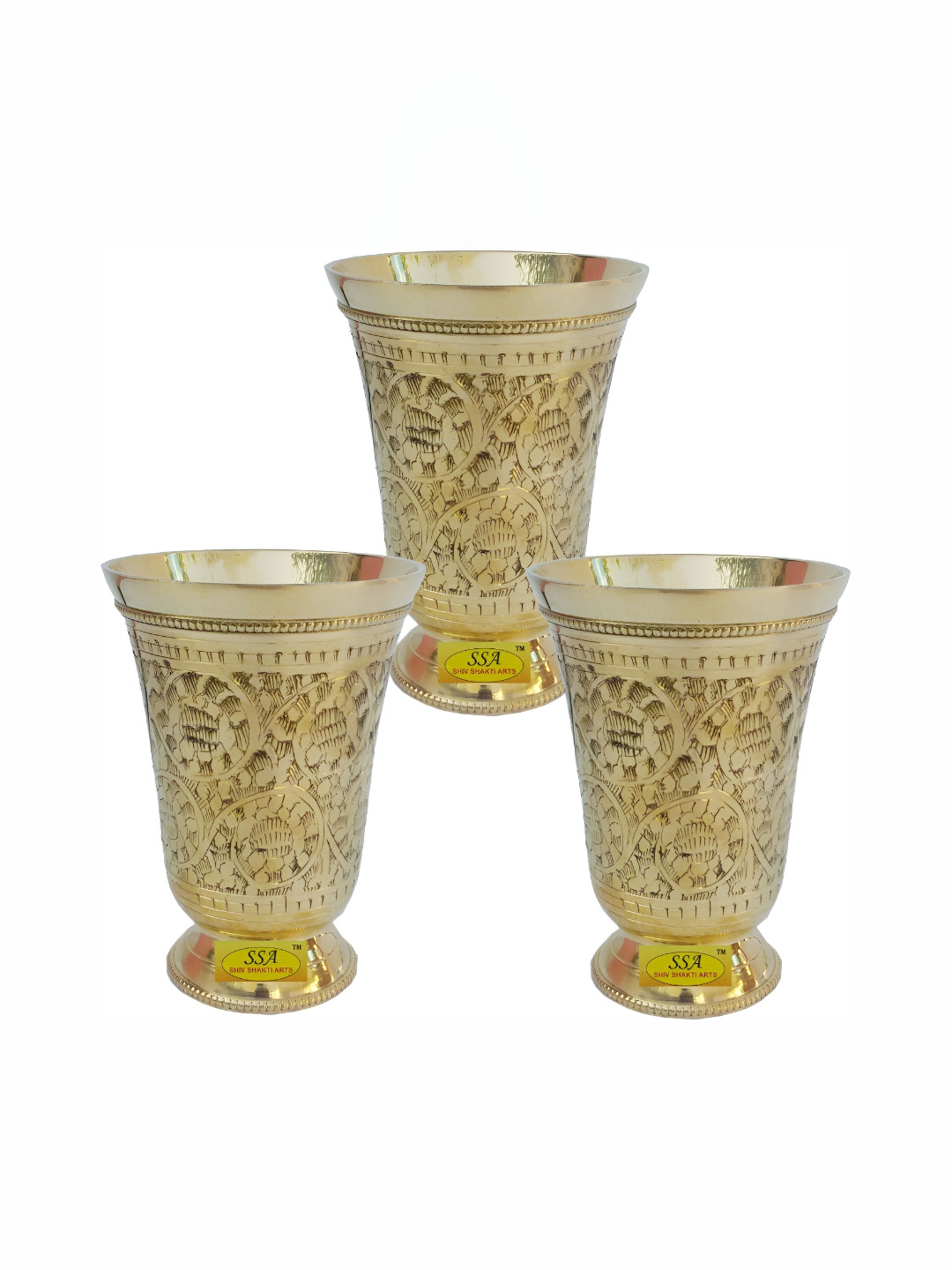Shivshakti Arts Yellow 3 Pieces Easy to Clean Brass Water or Juice Glass 300ml
Shivshakti Arts Yellow 3 Pieces Easy to Clean Brass Water or Juice Glass 300ml