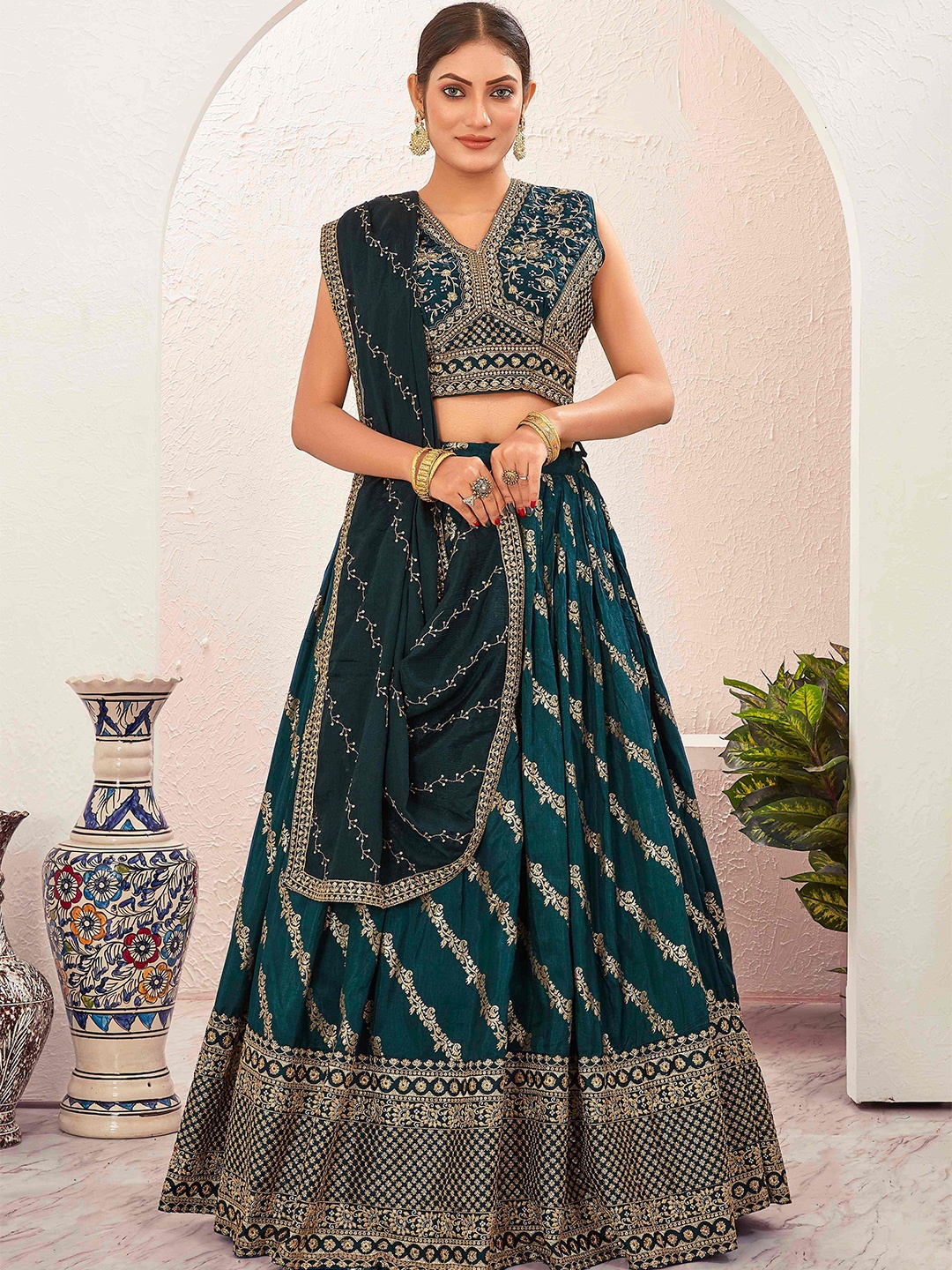Chandbaali Embellished Beads & Stones Ready To Wear Lehenga & Blouse With Dupatta, Blue
Chandbaali Embellished Beads & Stones Ready To Wear Lehenga & Blouse With Dupatta, Blue