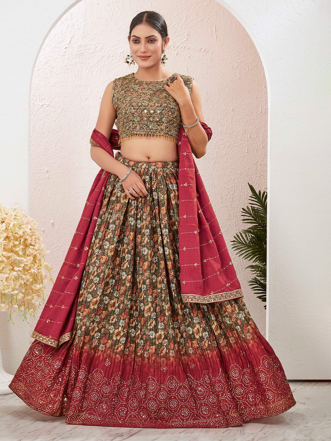 Chandbaali Embellished Beads & Stones Ready To Wear Lehenga & Blouse With Dupatta, Green
Chandbaali Embellished Beads & Stones Ready To Wear Lehenga & Blouse With Dupatta, Green