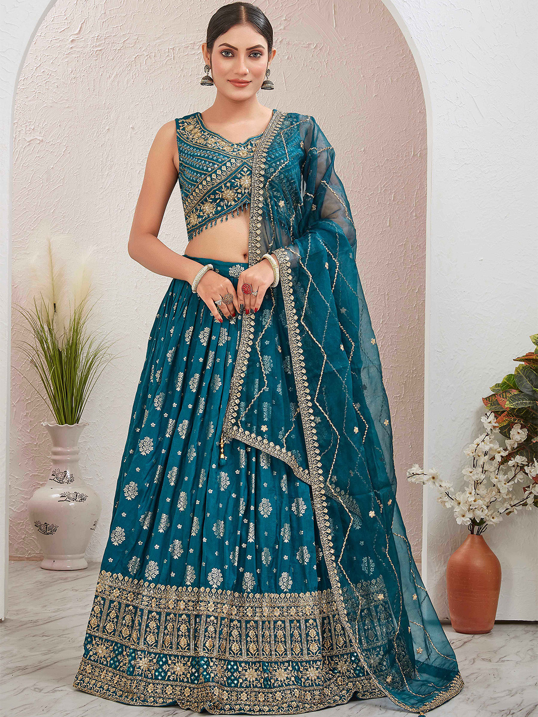 Chandbaali Embellished Beads & Stones Ready To Wear Lehenga & Blouse With Dupatta, Blue
Chandbaali Embellished Beads & Stones Ready To Wear Lehenga & Blouse With Dupatta, Blue