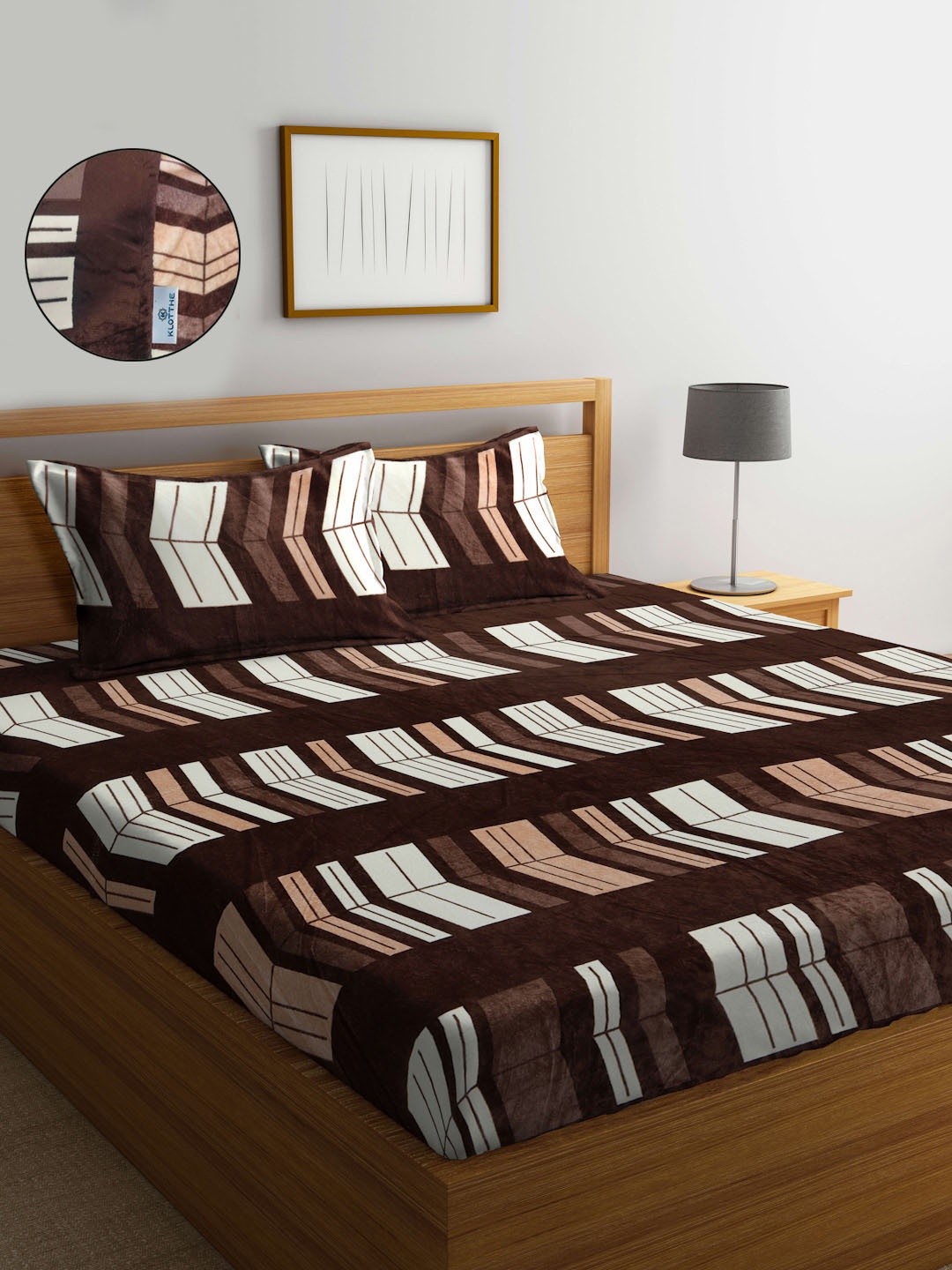 KLOTTHE Brown & White Abstract Printed 300TC Wool Double Bedsheet With 2 Pillow Covers
KLOTTHE Brown & White Abstract Printed 300TC Wool Double Bedsheet With 2 Pillow Covers