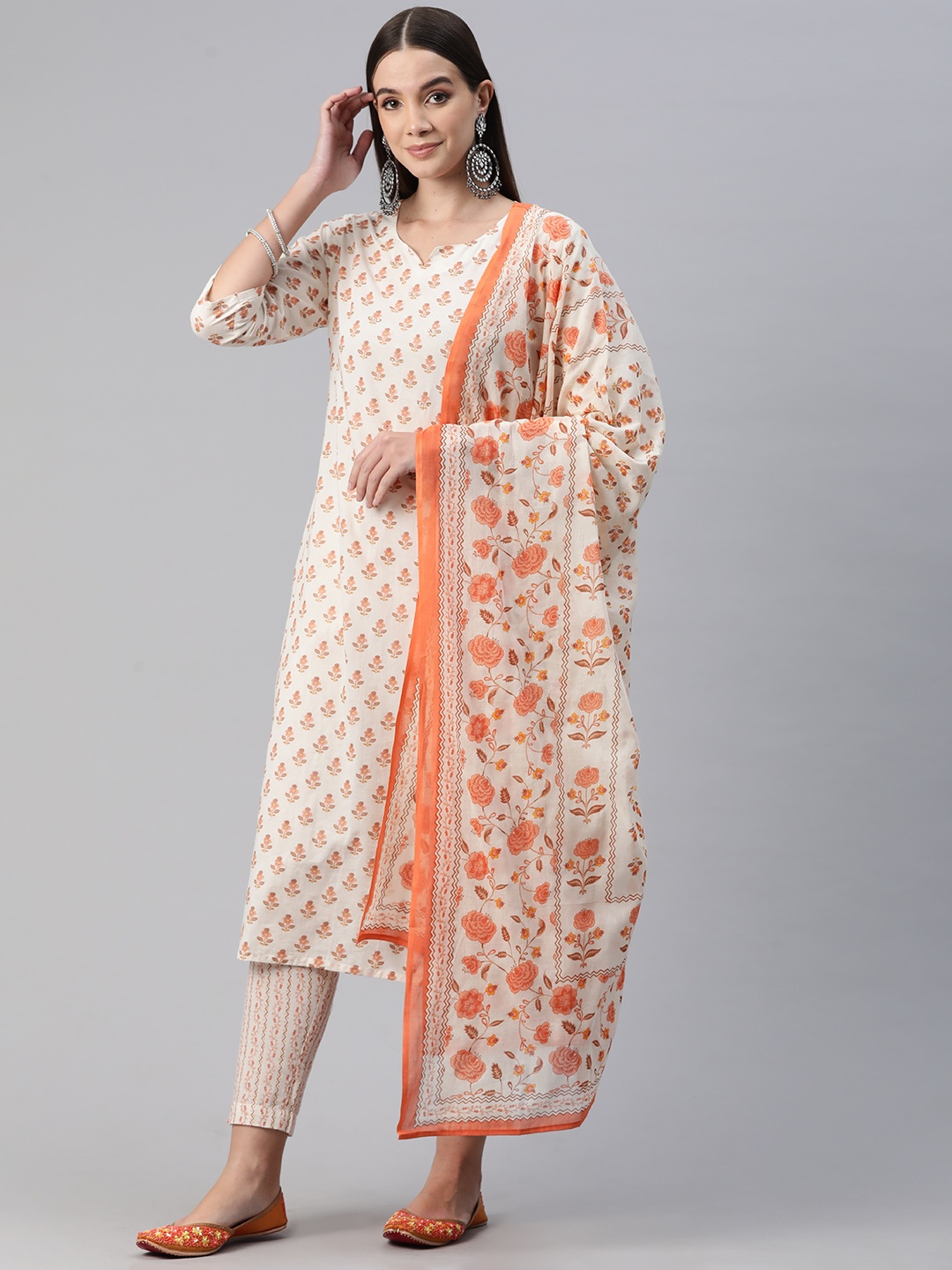 Readiprint Floral Printed Sequinned Pure Cotton Kurta with Trousers & Dupatta, Orange
Readiprint Floral Printed Sequinned Pure Cotton Kurta with Trousers & Dupatta, Orange
