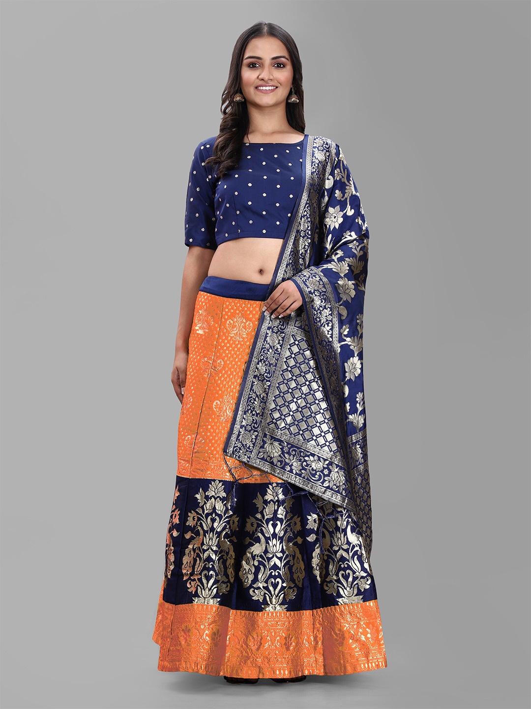 DIVASTRI Woven Design Semi-Stitched Lehenga & Unstitched Blouse With Dupatta, Orange
DIVASTRI Woven Design Semi-Stitched Lehenga & Unstitched Blouse With Dupatta, Orange
