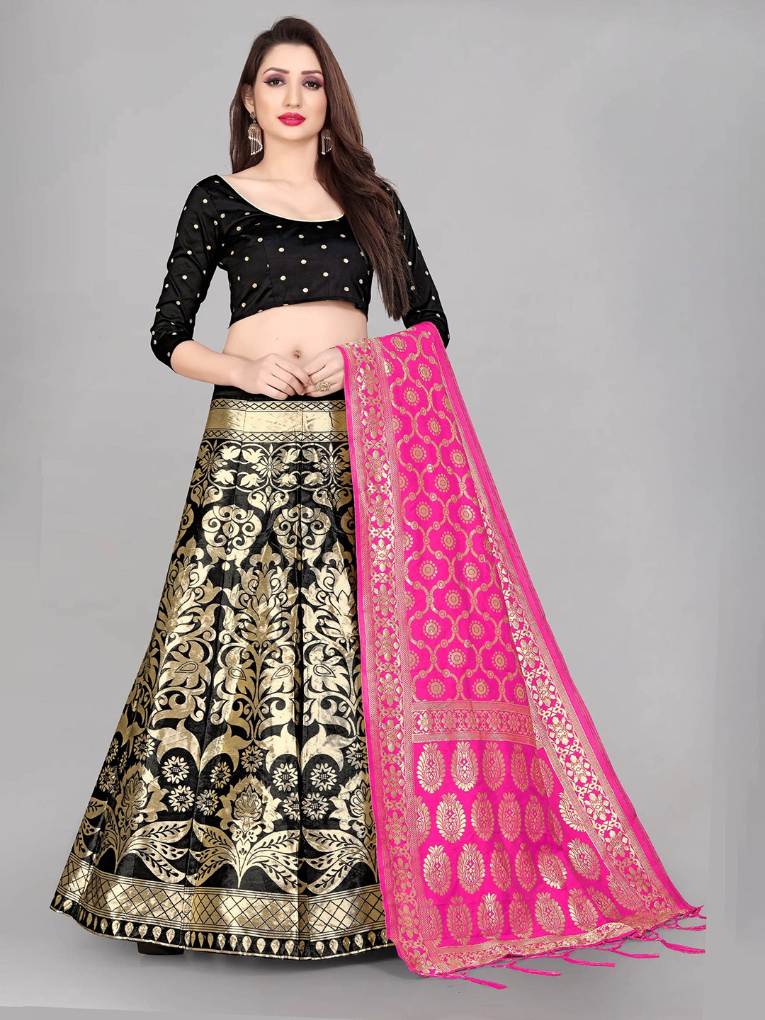 DIVASTRI Woven Design Silk Semi-Stitched Lehenga & Unstitched Blouse With Dupatta, Black
DIVASTRI Woven Design Silk Semi-Stitched Lehenga & Unstitched Blouse With Dupatta, Black
