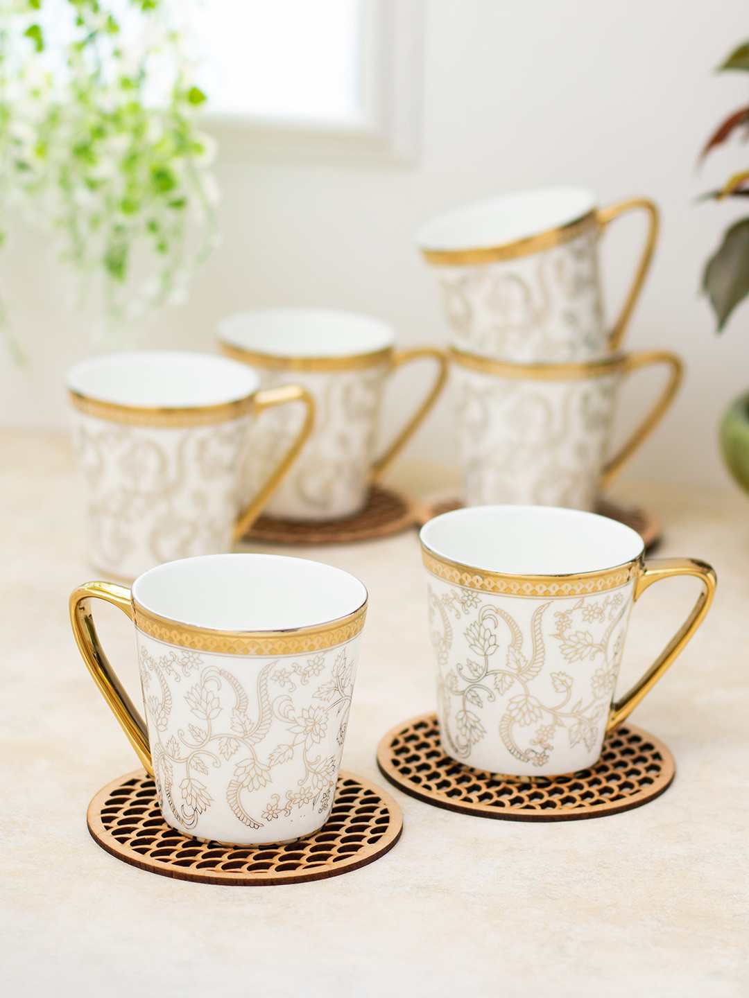 CLAY CRAFT White & Beige 6Pcs Ethnic Motifs Printed Ceramic Glossy Cups Set Of Cups & Mugs
CLAY CRAFT White & Beige 6Pcs Ethnic Motifs Printed Ceramic Glossy Cups Set Of Cups & Mugs