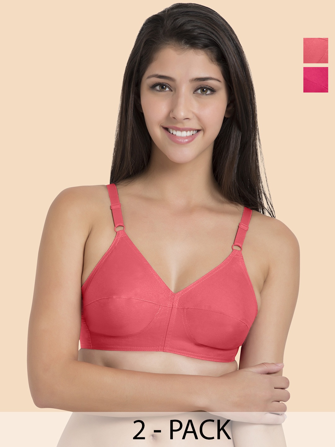 Souminie Pack Of 2 Non-Padded Non-Wired Pure Cotton Everyday Bra With All Day Comfort, Peach
Souminie Pack Of 2 Non-Padded Non-Wired Pure Cotton Everyday Bra With All Day Comfort, Peach