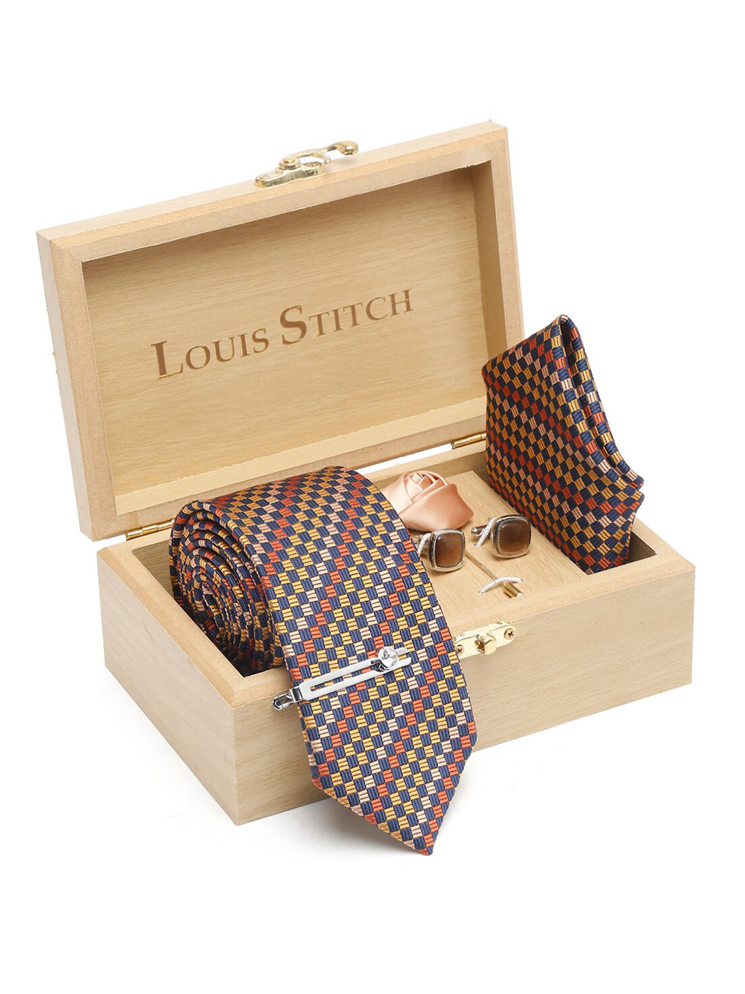 LOUIS STITCH Woven Design Necktie Accessory Gift Set, Yellow
LOUIS STITCH Woven Design Necktie Accessory Gift Set, Yellow