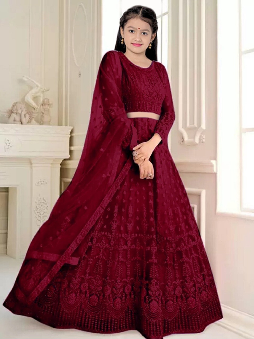 BAESD Girls Embroidered Thread Work Semi-Stitched Lehenga & Unstitched Blouse With Dupatta, Maroon
BAESD Girls Embroidered Thread Work Semi-Stitched Lehenga & Unstitched Blouse With Dupatta, Maroon