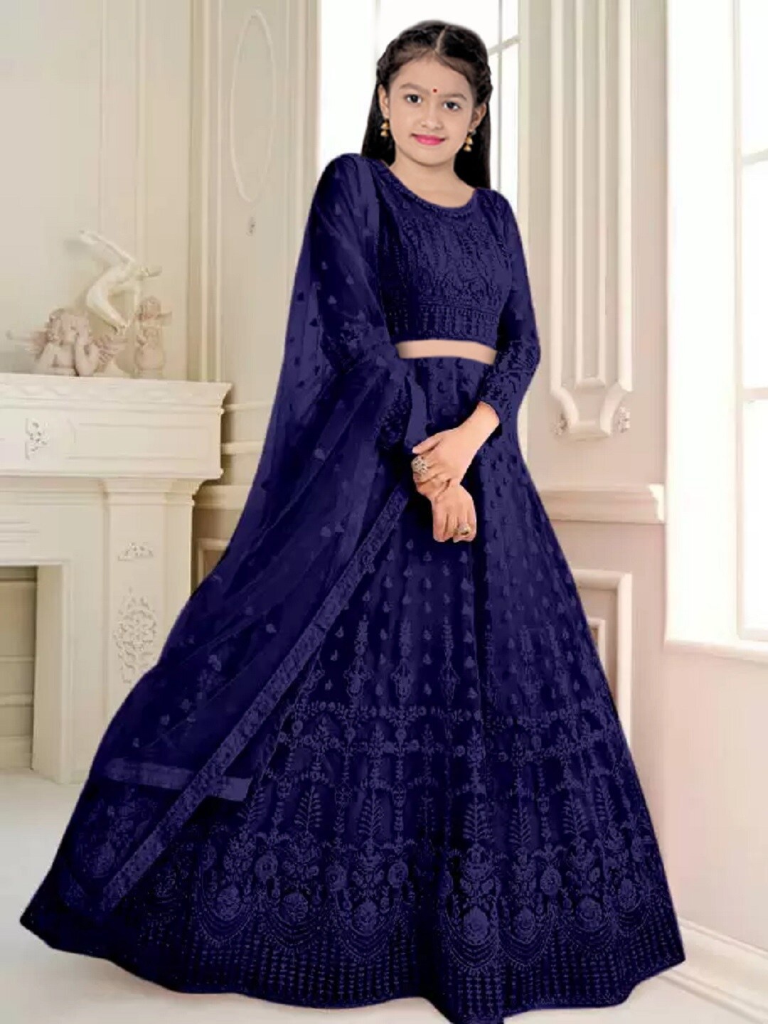 BAESD Girls Embroidered Thread Work Semi-Stitched Lehenga & Unstitched Blouse With Dupatta, Blue
BAESD Girls Embroidered Thread Work Semi-Stitched Lehenga & Unstitched Blouse With Dupatta, Blue