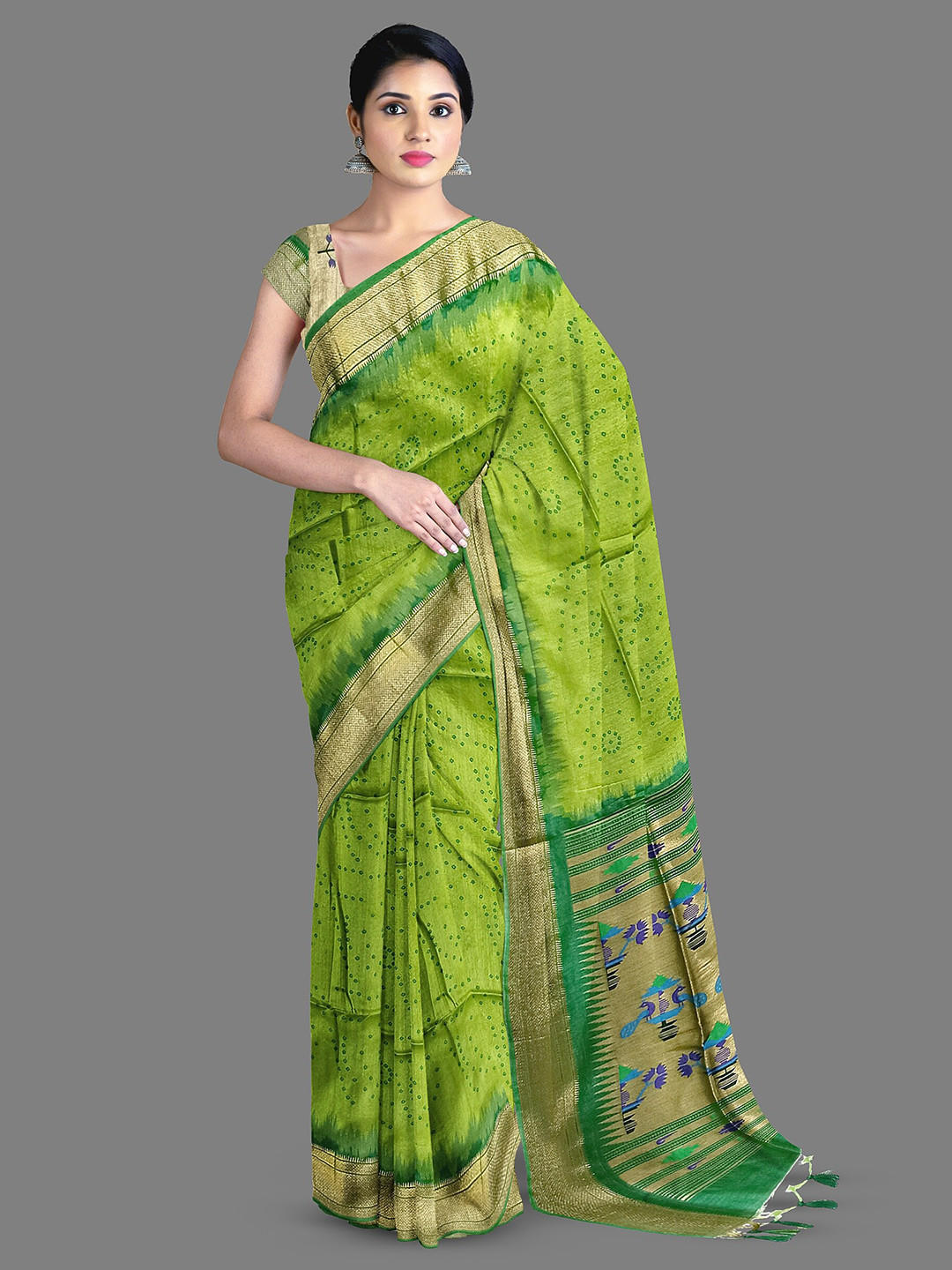The Chennai Silks Bandhani Zari Chanderi Saree, Green
The Chennai Silks Bandhani Zari Chanderi Saree, Green