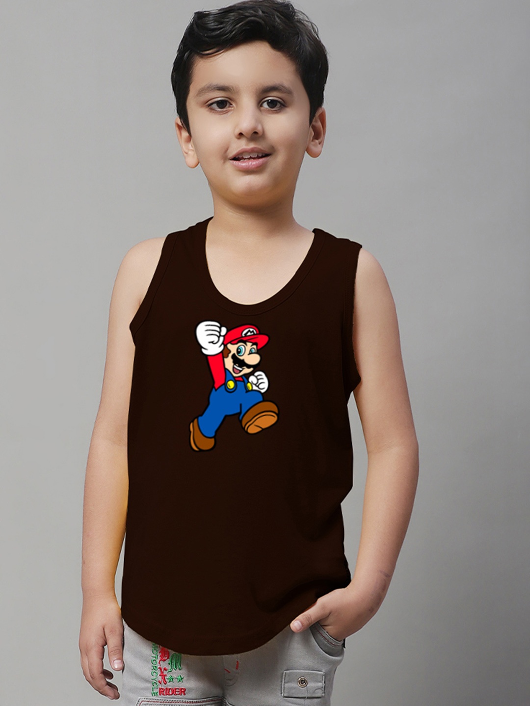 Friskers Boys Super Mario Printed Pure Cotton Innerwear Basic Vest CLKDC589-42-2-3Y, Coffee brown
Friskers Boys Super Mario Printed Pure Cotton Innerwear Basic Vest CLKDC589-42-2-3Y, Coffee brown