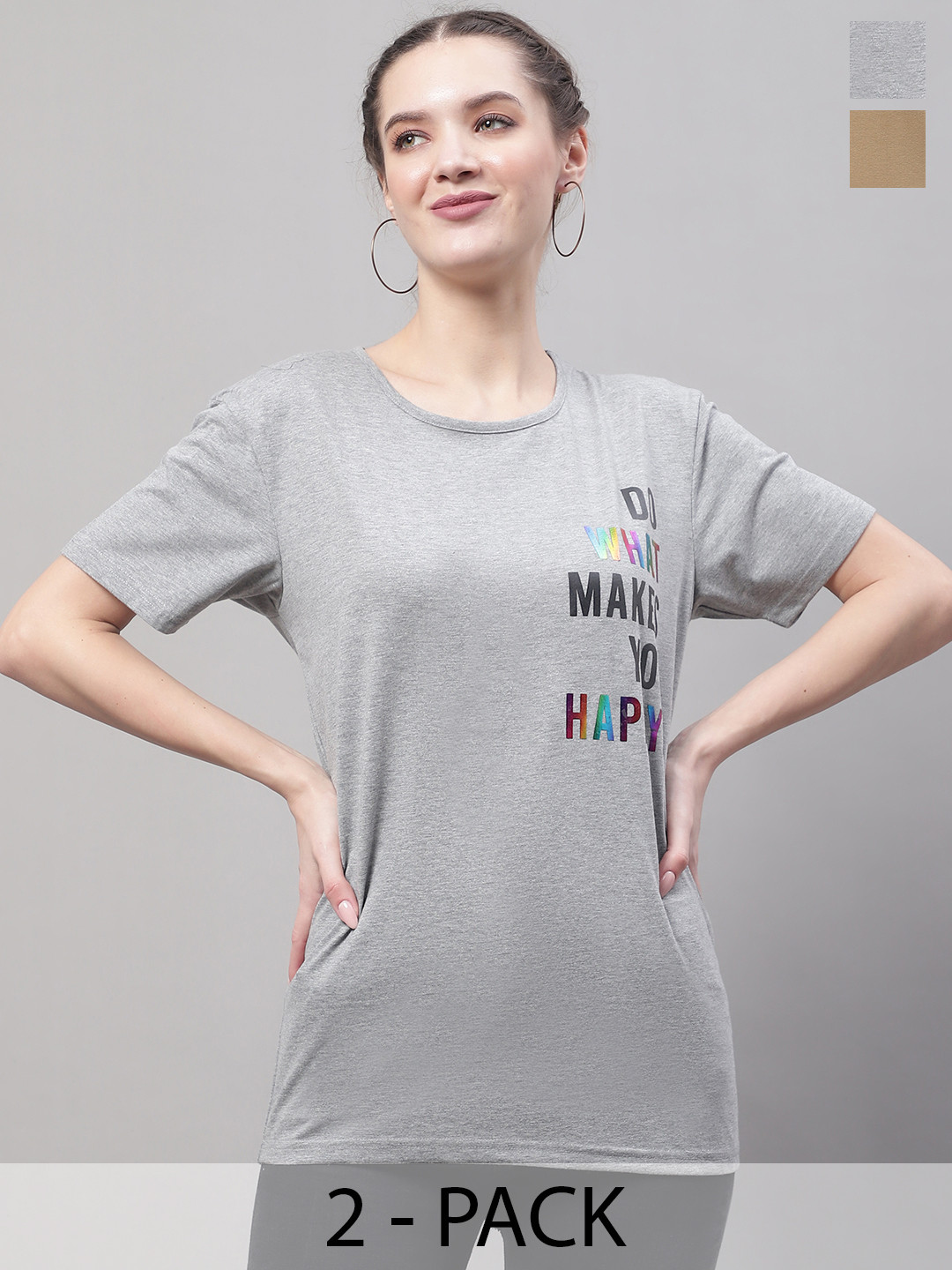 MACK JONNEY Pack Of 2 Typography Printed Round Neck Longline Cotton T-shirt, Grey
MACK JONNEY Pack Of 2 Typography Printed Round Neck Longline Cotton T-shirt, Grey