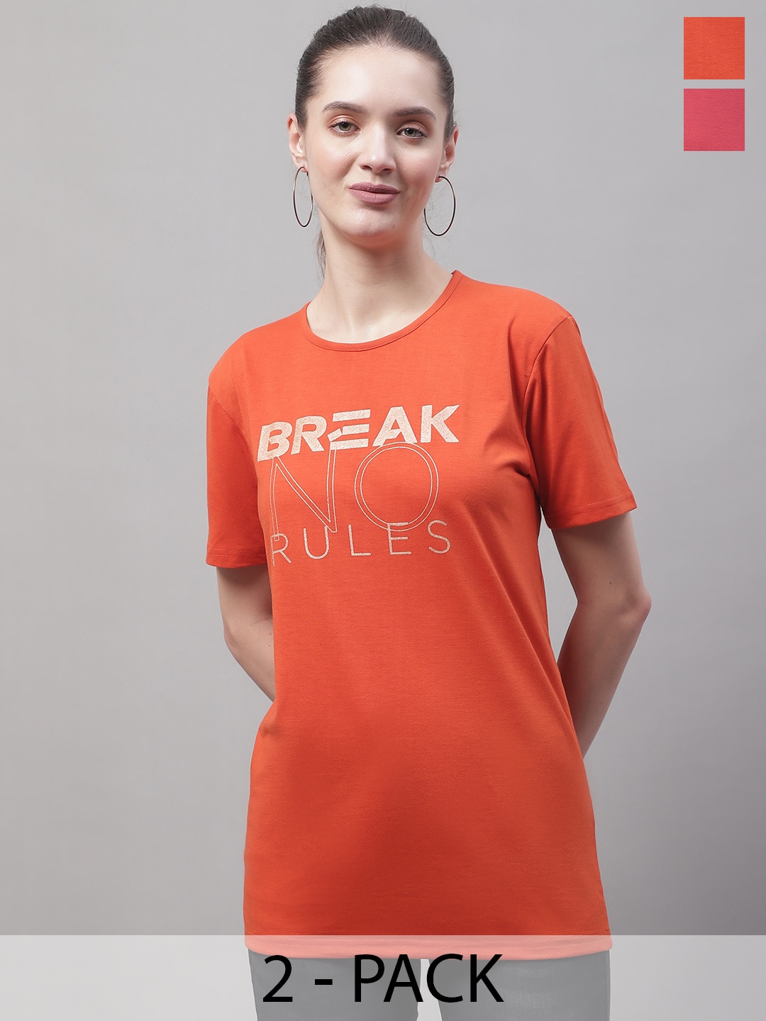 MACK JONNEY Pack Of 2 Typography Printed Round Neck Cotton Casual T-shirt, Orange
MACK JONNEY Pack Of 2 Typography Printed Round Neck Cotton Casual T-shirt, Orange