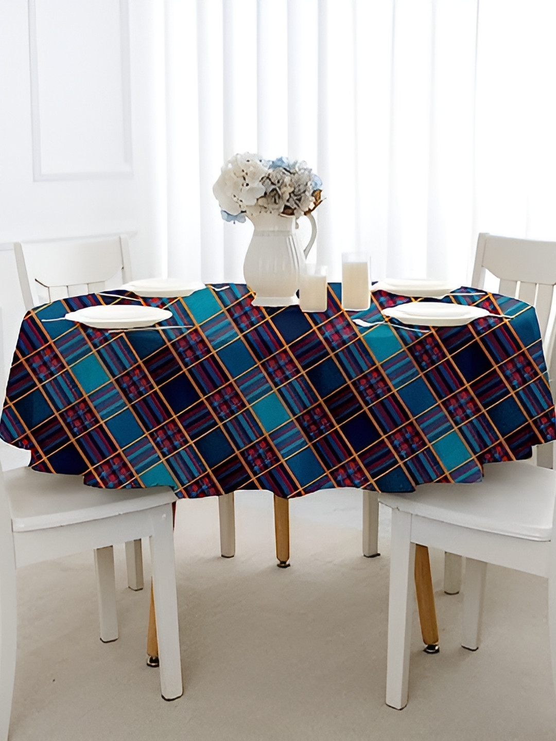 Lushomes Green & Brown Geometric 1.52 m Cotton Round Table Cover 
Lushomes Green & Brown Geometric 1.52 m Cotton Round Table Cover