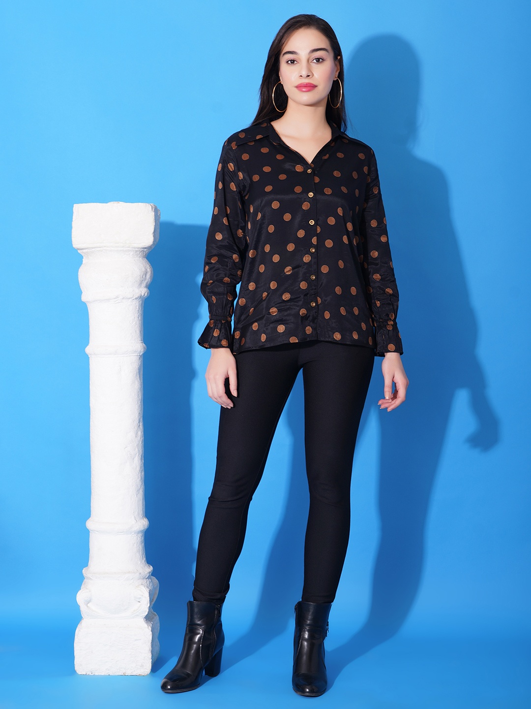 DEBONATELLA Premium Polka Dots Printed Spread Collar Long Sleeves Party Shirt, Black
DEBONATELLA Premium Polka Dots Printed Spread Collar Long Sleeves Party Shirt, Black