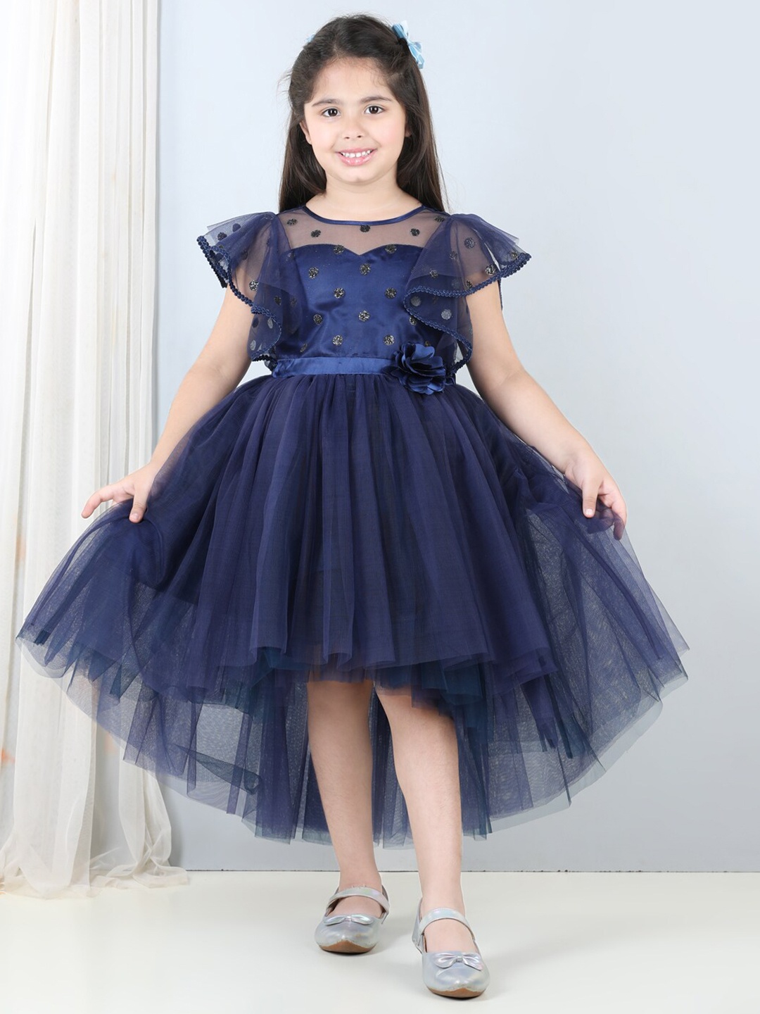 Toy Balloon kids Girls Round Neck Flared Sleeves Net Fit & Flare Dress, Navy blue
Toy Balloon kids Girls Round Neck Flared Sleeves Net Fit & Flare Dress, Navy blue