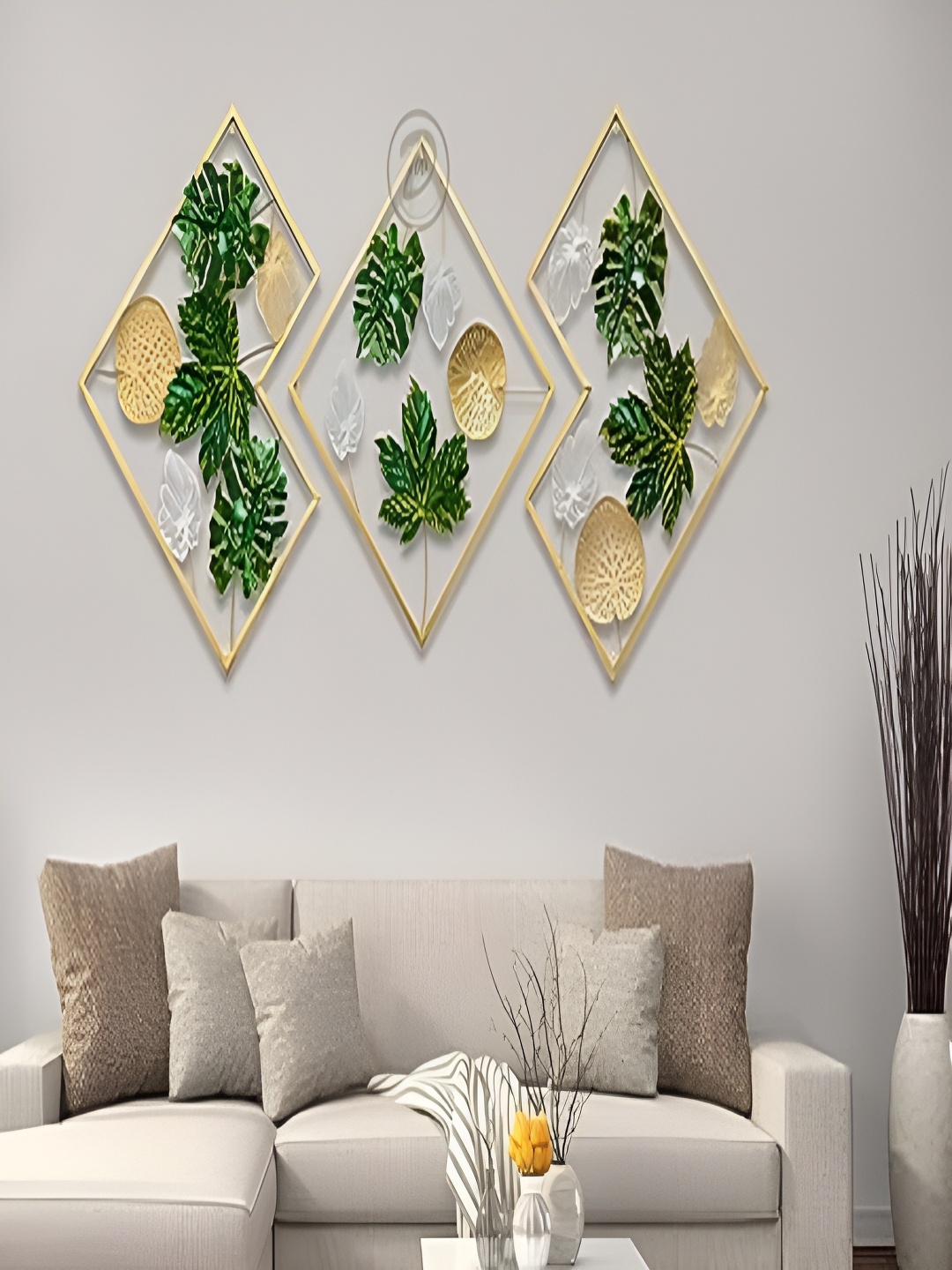 Art House Green Mapple Leave Frame Metal Wall Decor