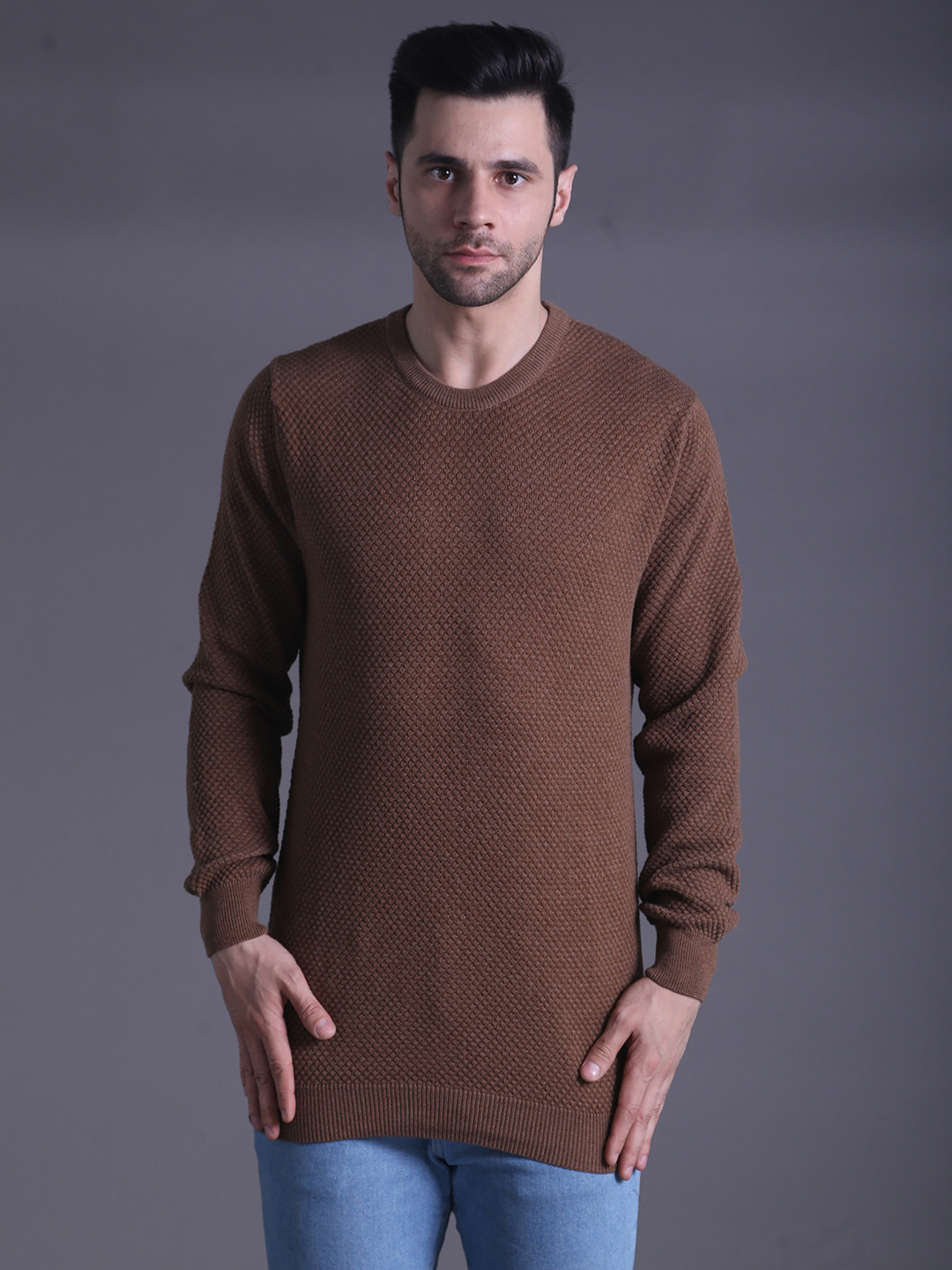 SQUIREHOOD Textutred Cotton Pullover Sweater, Brown
SQUIREHOOD Textutred Cotton Pullover Sweater, Brown