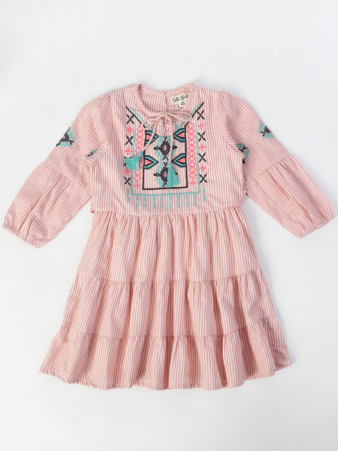 Bella Moda Girls Floral Embroidered Tie-Up Neck Cotton Tiered Fit & Flare Dress, Pink
Bella Moda Girls Floral Embroidered Tie-Up Neck Cotton Tiered Fit & Flare Dress, Pink