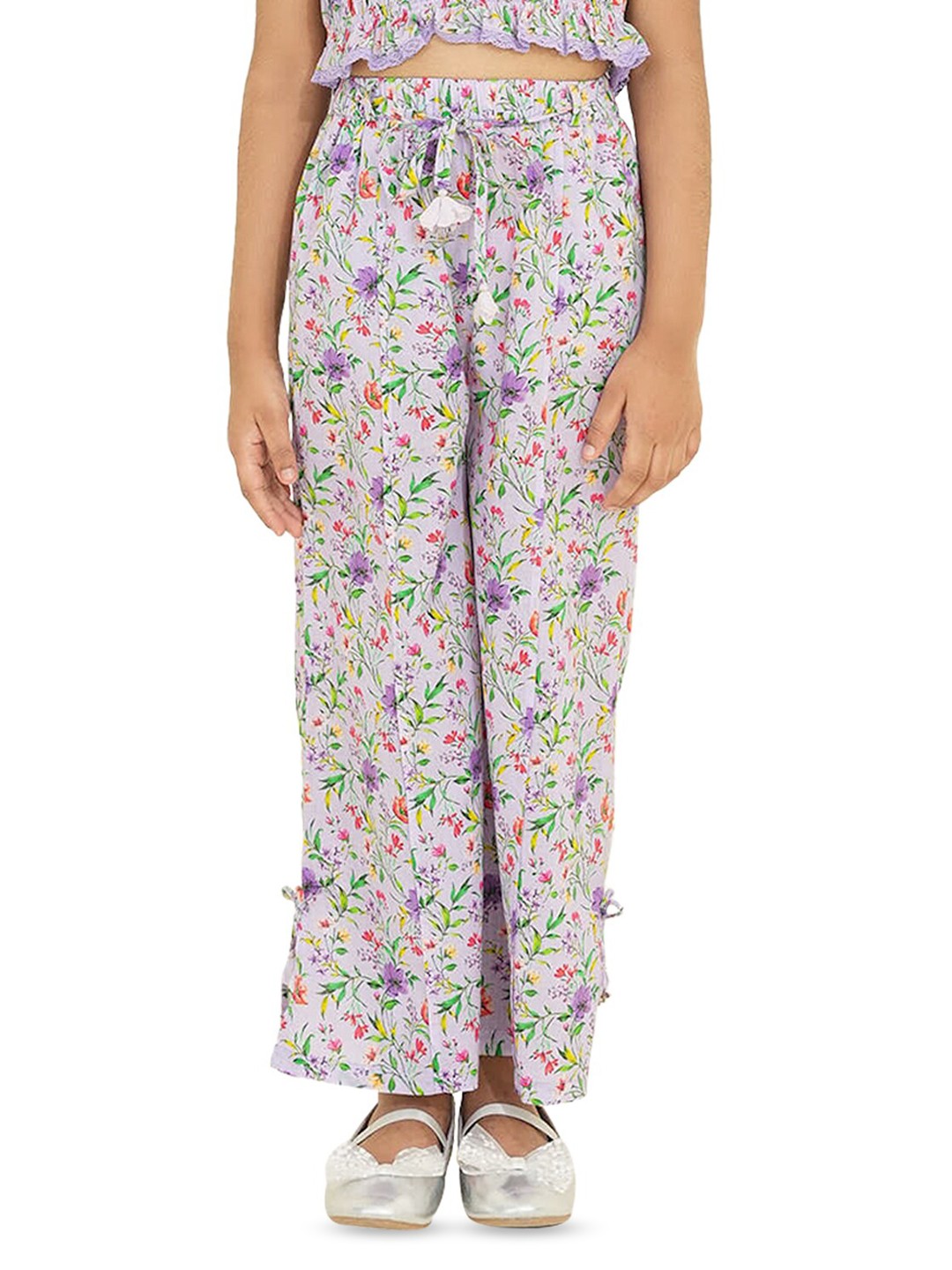The Tribe Kids Girls Mid-Rise Floral Print Pure Cotton Flared Parallel Trousers With Belt, Purple
The Tribe Kids Girls Mid-Rise Floral Print Pure Cotton Flared Parallel Trousers With Belt, Purple