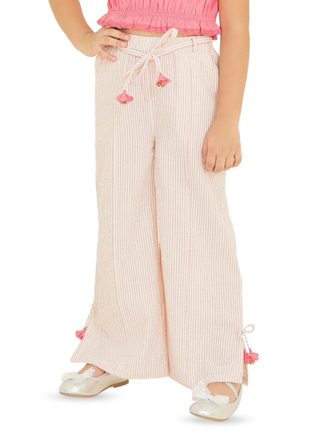 The Tribe Kids Girls Striped Pure Cotton Flared Pleated Parallel Trousers With Belt, Orange
The Tribe Kids Girls Striped Pure Cotton Flared Pleated Parallel Trousers With Belt, Orange
