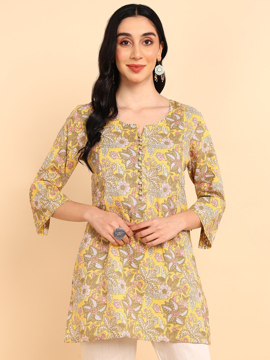 House Of Zelena Floral Print Cotton Notched -Neck Regular Opaque Maternity Top, Yellow
House Of Zelena Floral Print Cotton Notched -Neck Regular Opaque Maternity Top, Yellow