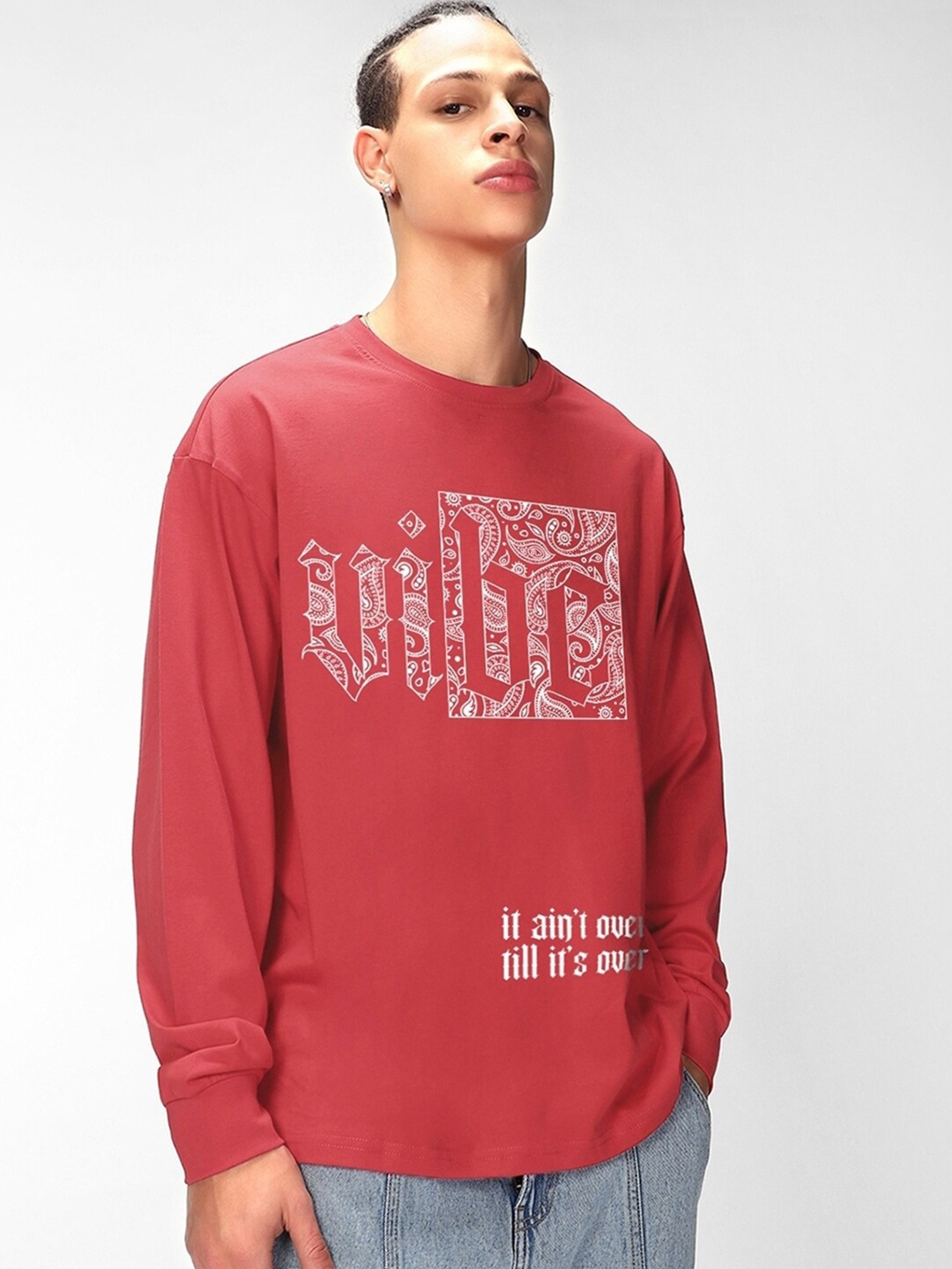 Bewakoof Positive Vibe Graphic Printed Drop-Shoulder Sleeves Oversized Cotton T-shirt, Red
Bewakoof Positive Vibe Graphic Printed Drop-Shoulder Sleeves Oversized Cotton T-shirt, Red