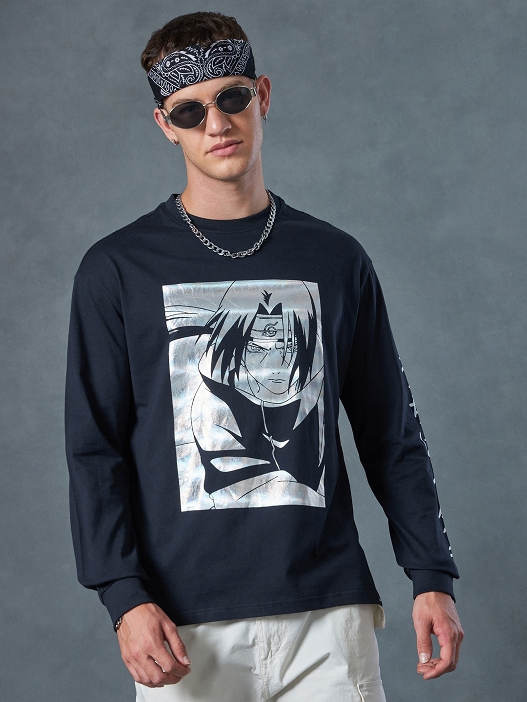 Bewakoof Naruto Graphic Printed Drop-Shoulder Sleeves Oversized Pure Cotton T-shirt, Navy blue
Bewakoof Naruto Graphic Printed Drop-Shoulder Sleeves Oversized Pure Cotton T-shirt, Navy blue