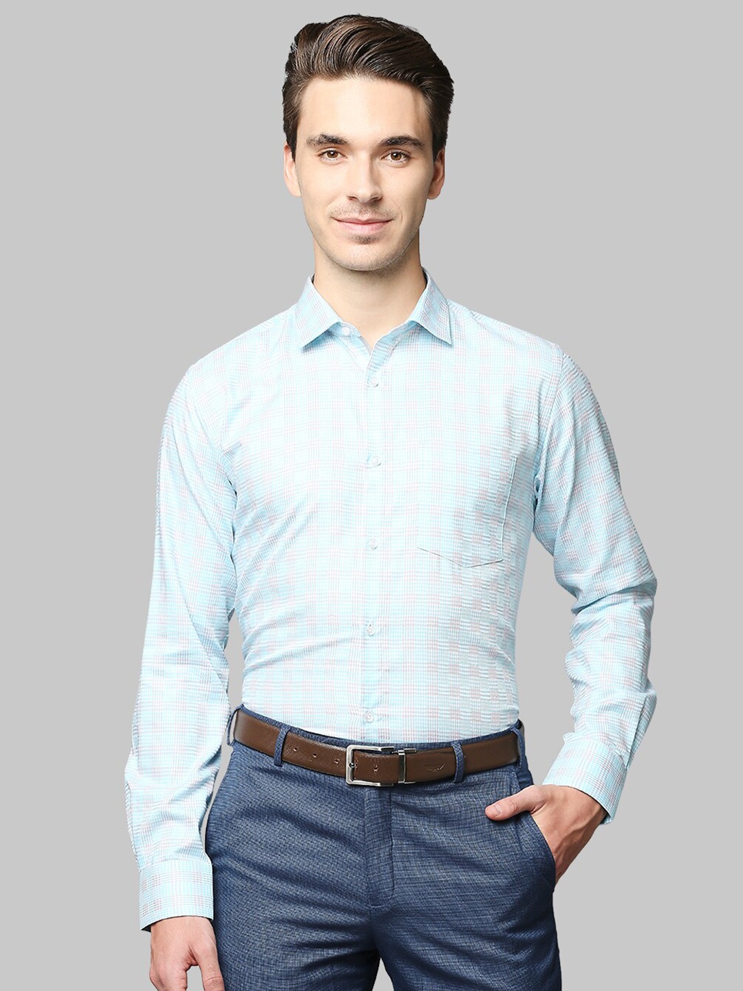Park Avenue Spread Collar Long Sleeves Slim Fit Checked Cotton Formal Shirt, Blue
Park Avenue Spread Collar Long Sleeves Slim Fit Checked Cotton Formal Shirt, Blue