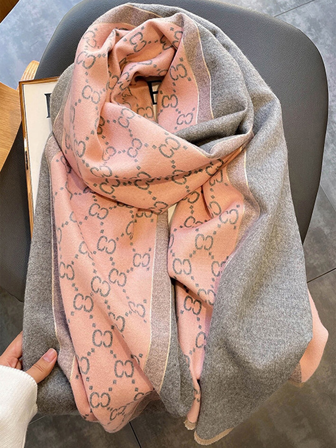 LULU & SKY Women Printed Acrylic Scarf, Peach