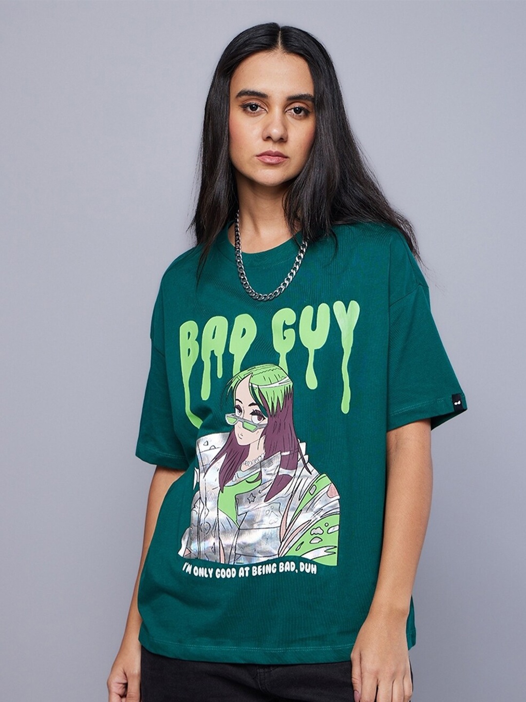 Bewakoof Bad Guy Graphic Printed Drop-Shoulder Sleeves Oversized Cotton T-shirt, Green
Bewakoof Bad Guy Graphic Printed Drop-Shoulder Sleeves Oversized Cotton T-shirt, Green