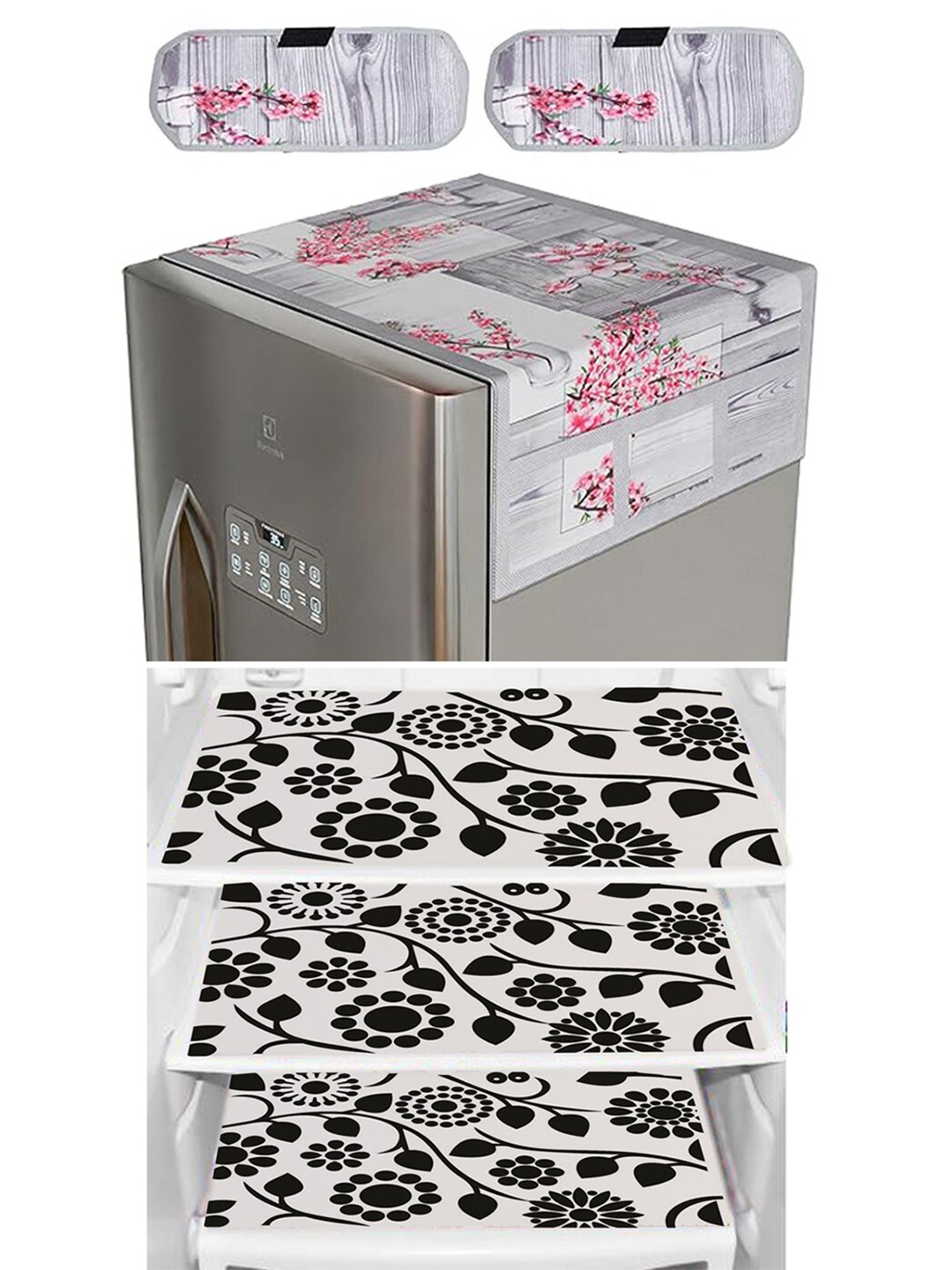 Dakshya Industries Black & Pink 4Pcs Floral Printed Waterproof Fridge Cover & Fridge Mats
Dakshya Industries Black & Pink 4Pcs Floral Printed Waterproof Fridge Cover & Fridge Mats