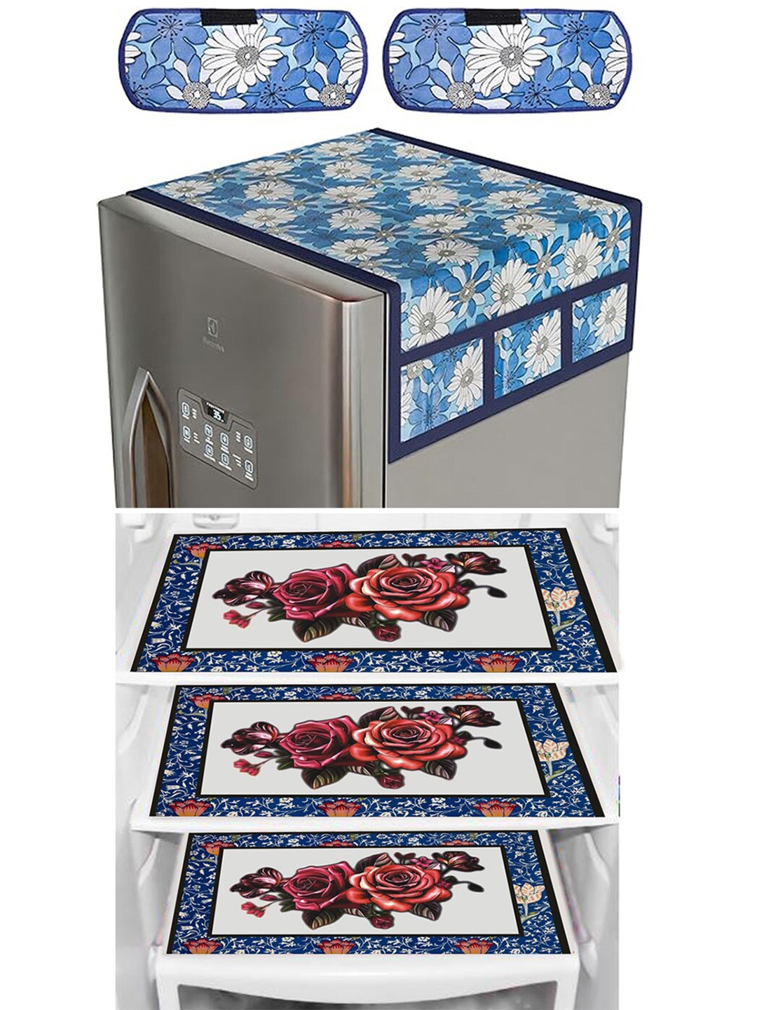 Dakshya Industries Blue & Red Floral Printed Waterproof Fridge Cover With 3 Fridge Mats
Dakshya Industries Blue & Red Floral Printed Waterproof Fridge Cover With 3 Fridge Mats