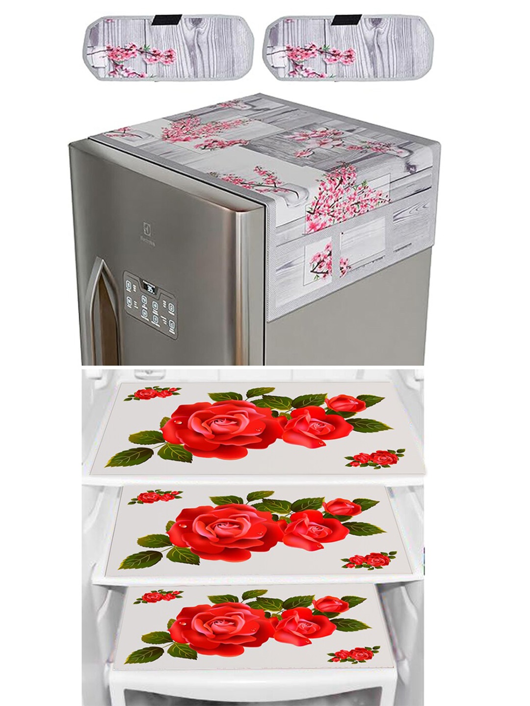 Dakshya Industries Grey & Red Floral Printed Waterproof Fridge Cover With 3 Fridge Mats
Dakshya Industries Grey & Red Floral Printed Waterproof Fridge Cover With 3 Fridge Mats