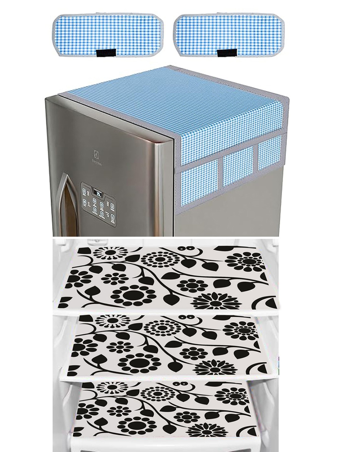 Dakshya Industries Blue & Black 4 Pieces Floral Printed Fridge Cover With Fridge Mats
Dakshya Industries Blue & Black 4 Pieces Floral Printed Fridge Cover With Fridge Mats