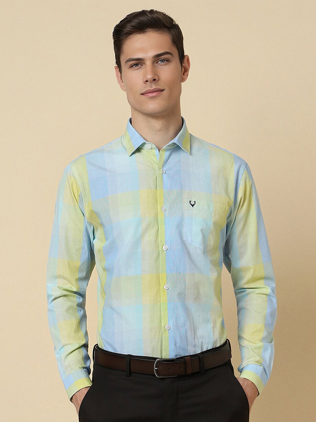 Allen Solly Slim Fit Windowpane Checks Spread Collar Chest Pocket Cotton Formal Shirt, Blue
Allen Solly Slim Fit Windowpane Checks Spread Collar Chest Pocket Cotton Formal Shirt, Blue