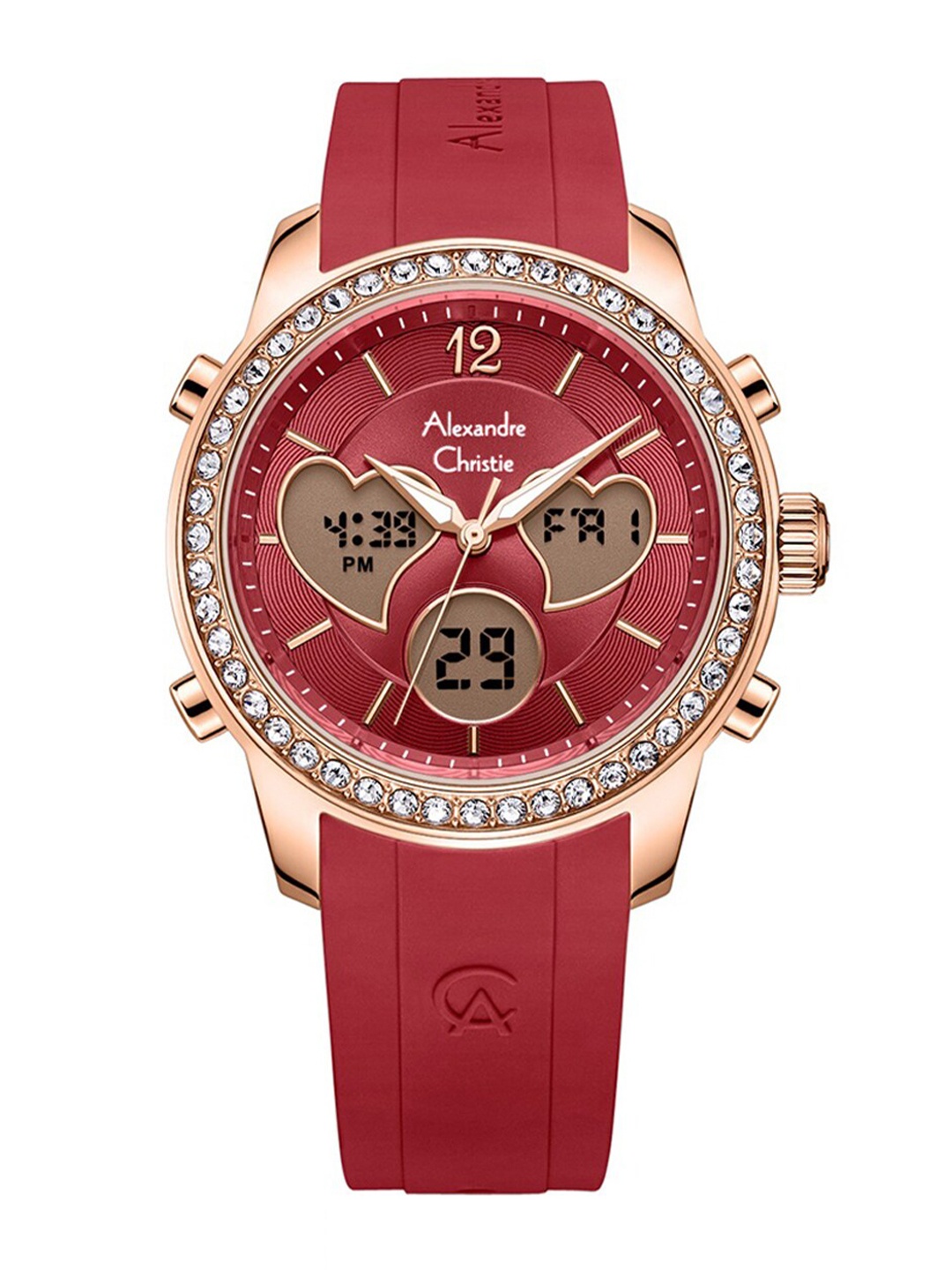 Alexandre Christie Women Stainless Steel Straps Analogue and Digital Watch 9399LHRRGRE, Red
Alexandre Christie Women Stainless Steel Straps Analogue and Digital Watch 9399LHRRGRE, Red